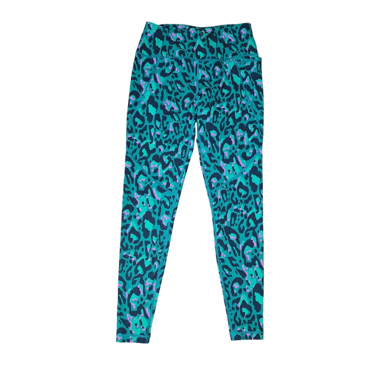 Sweaty Betty POWER Full Length Leggings in Green Leopard Print, Size 6 - Image 1