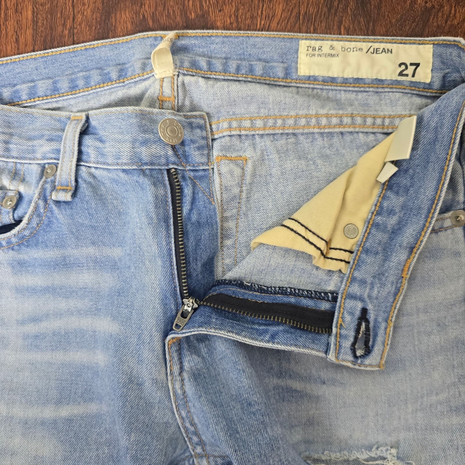 rag & bone The Dre Jean Mid-Rise Rolled Cuff Distressed Boyfriend, Size 27 - Thumbnail 4