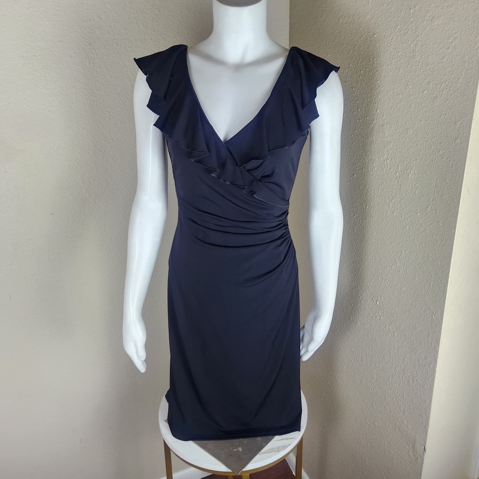 White House Black Market NWOT Ruffled V-Neck Dress, Size 2 - Image 1