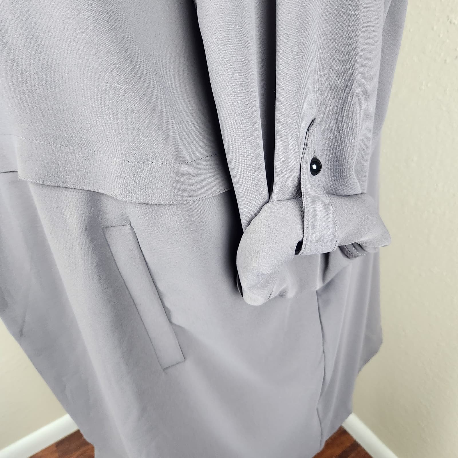 Philosophy Longline Open Front Jacket Lightweight Blazer Roll Up Sleeves 2X - Thumbnail 7