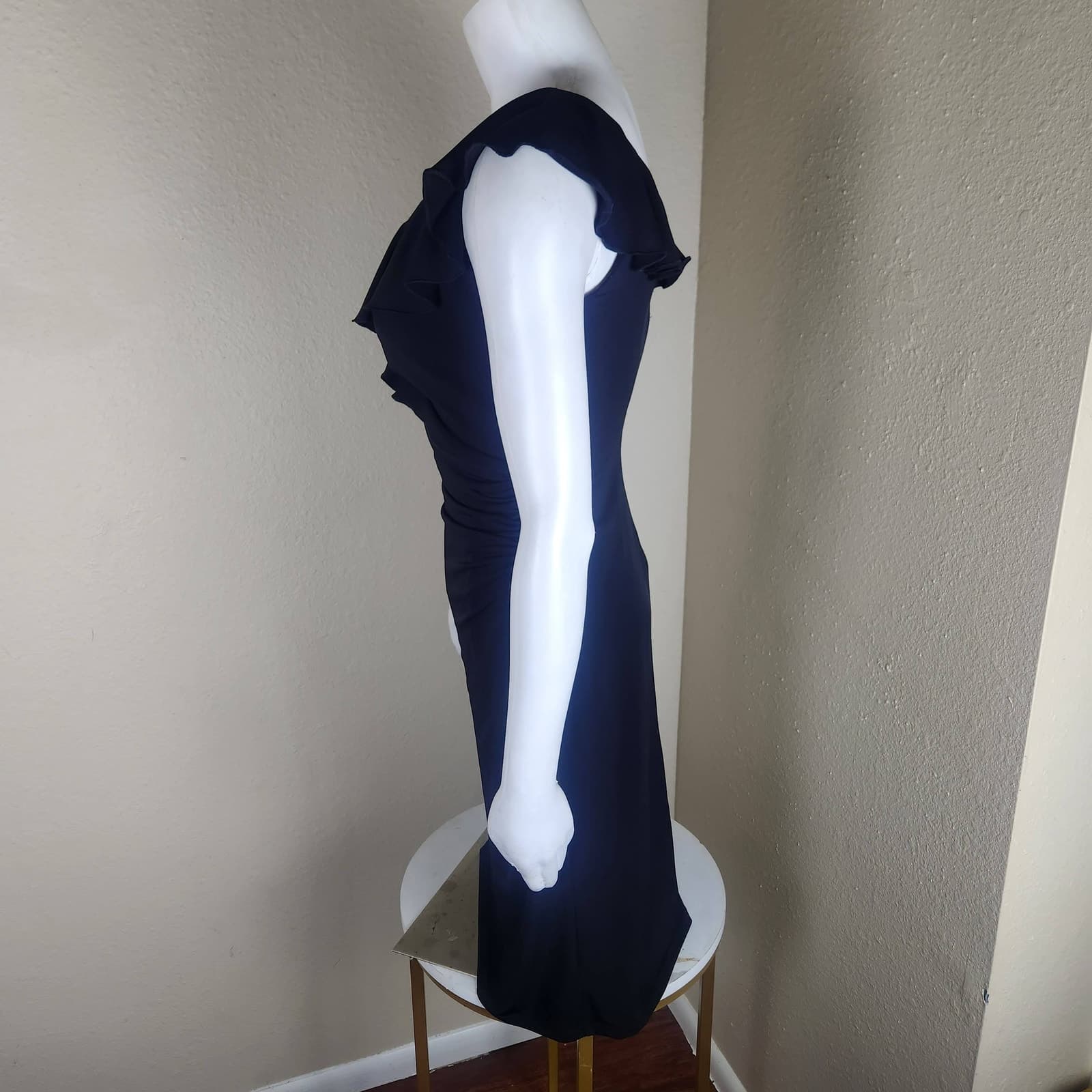 White House Black Market NWOT Ruffled V-Neck Dress, Size 2 - Thumbnail 2