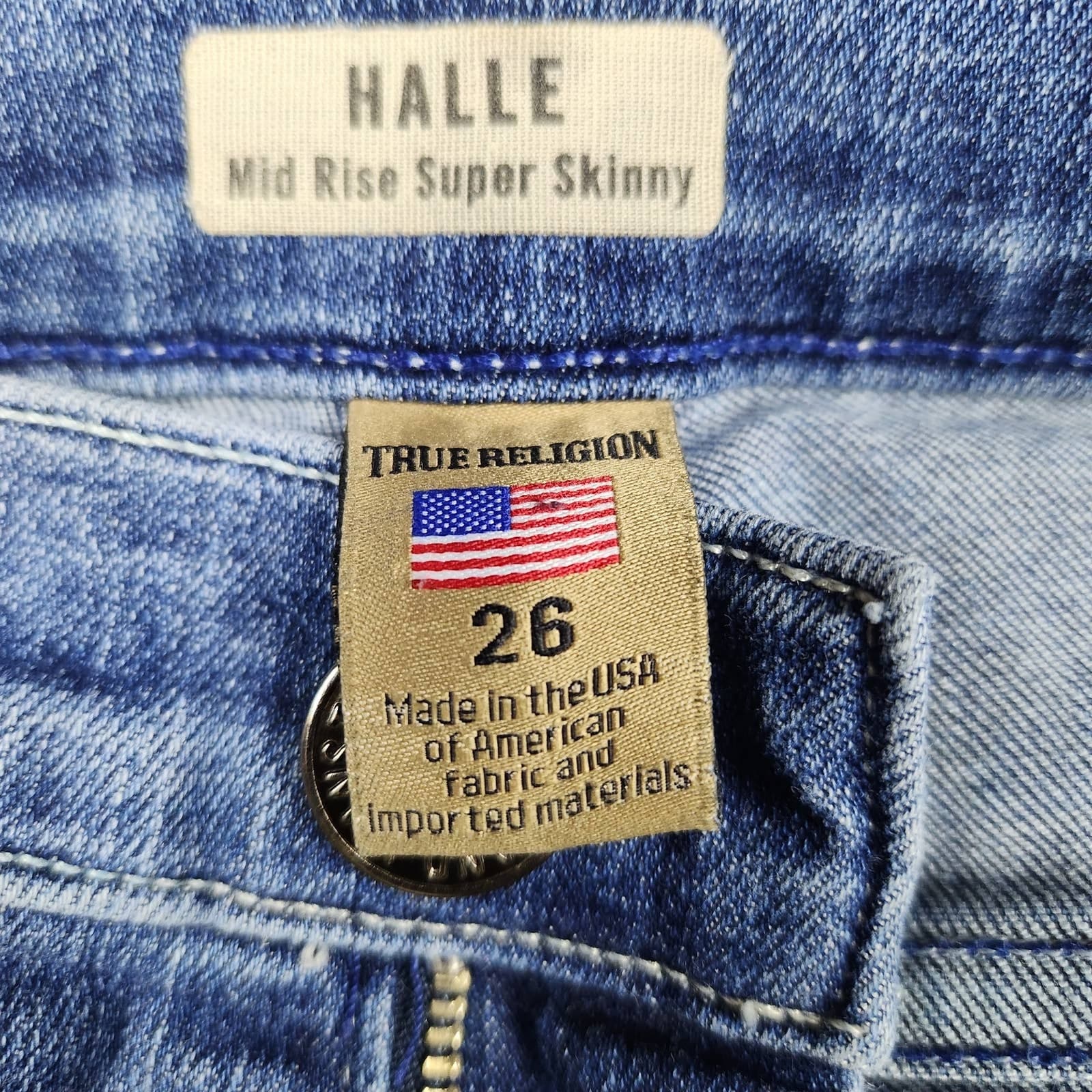 True religion Halle Mid-Rise Super Skinny Shark Bite Hem Distressed, Size 26 - Thumbnail 11