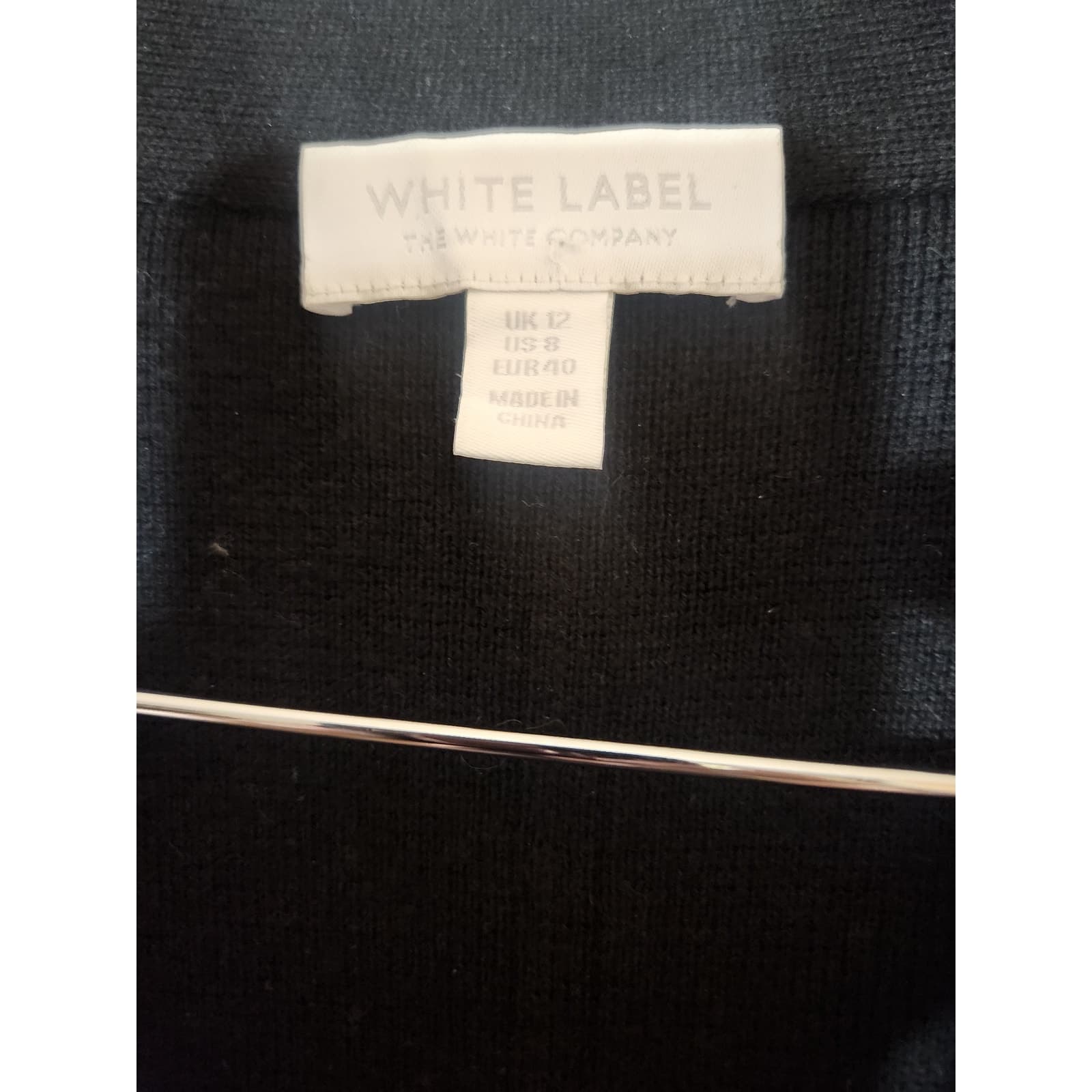 The White Company White Label Black Drapy Wool Cardigan 100% Leather Trim, 8 - Thumbnail 10
