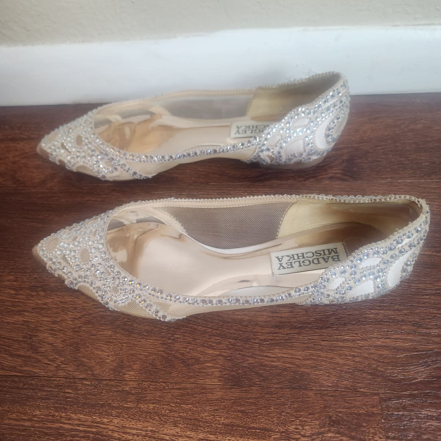 BHLDN Badgley Mischka Gigi Ballet Slippers Bridal Sparkly Pointed Toe, Size 5 - Thumbnail 6