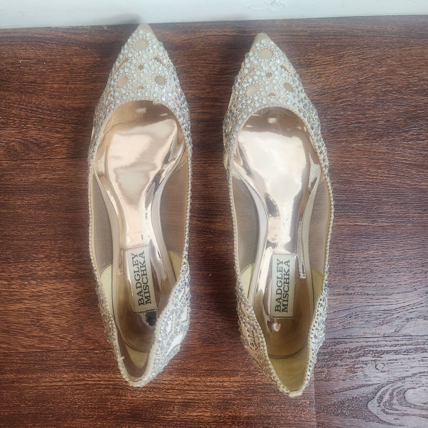 BHLDN Badgley Mischka Gigi Ballet Slippers Bridal Sparkly Pointed Toe, Size 5 - Thumbnail 10