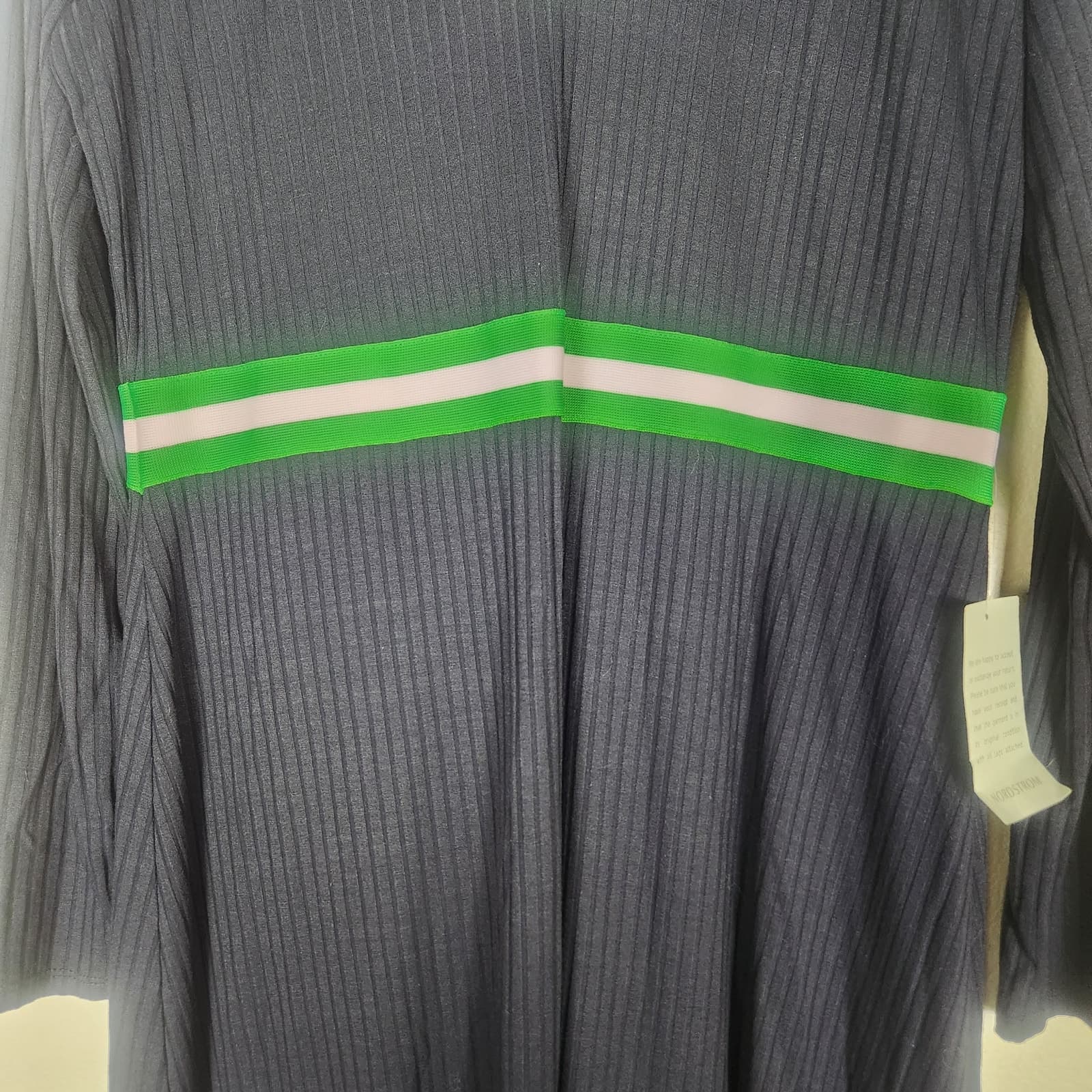 NWT 1901 Striped Trim Navy Blue Long Sleeve Knee Length Sweater Dress, Large - Thumbnail 4