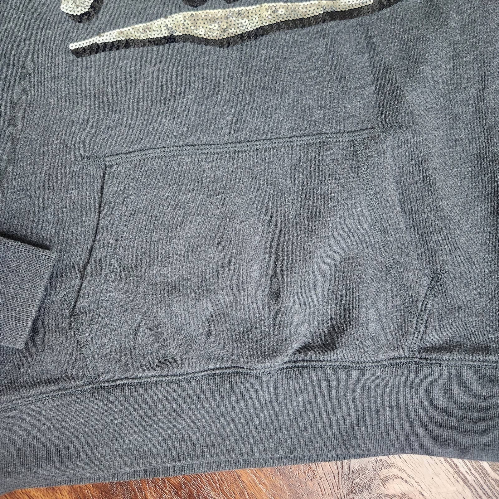 VS PINK Heather Gray Pullover Hoodie Hooded Sweatshirt Bling Script Logo XS - Thumbnail 3