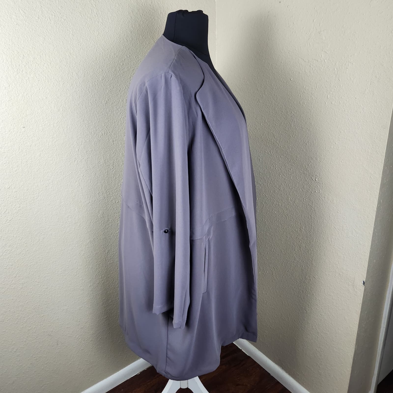 Philosophy Longline Open Front Jacket Lightweight Blazer Roll Up Sleeves 2X - Thumbnail 2