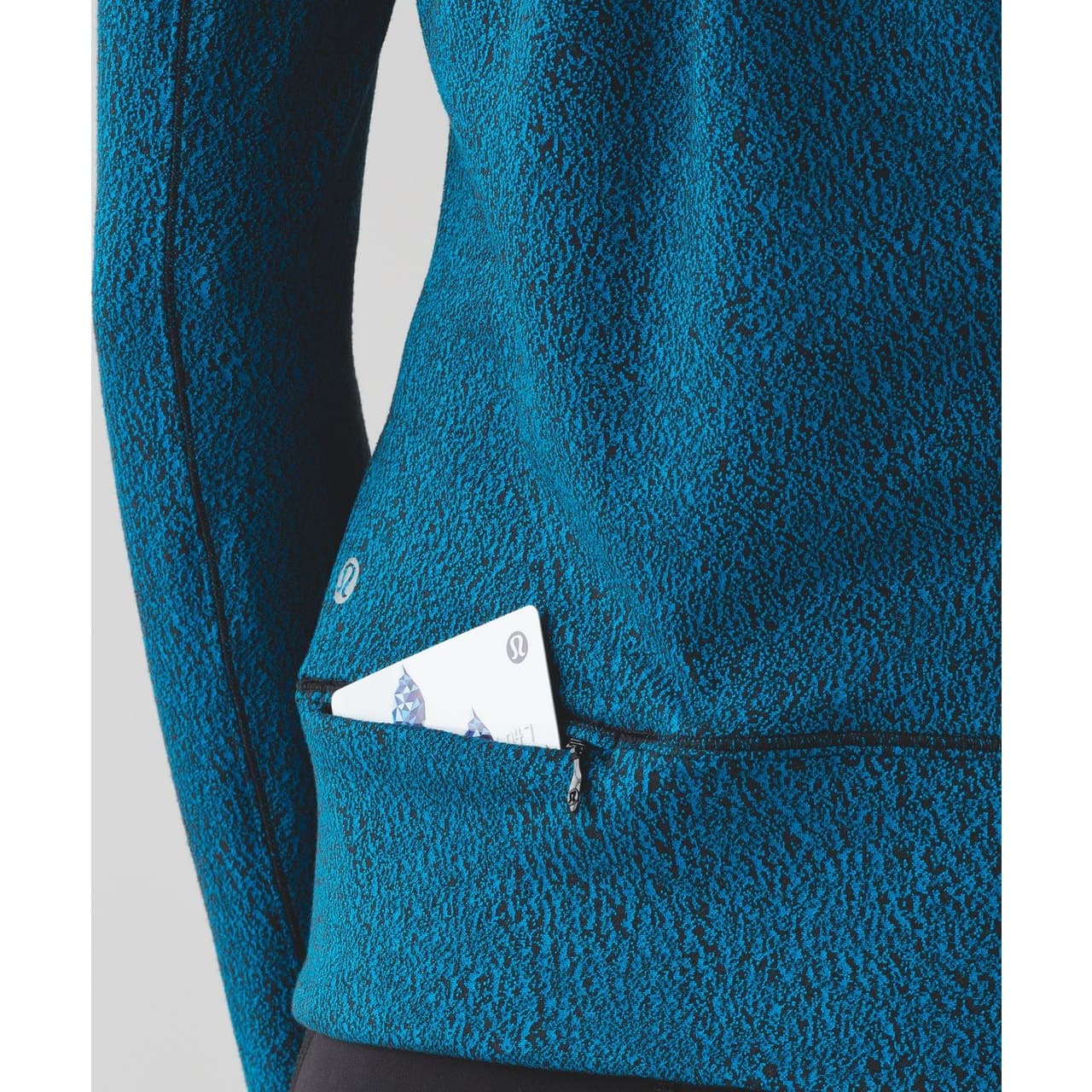 Lululemon Rush Hour 1/2 Zip Running Luon Spray Jacquard Shocking Blue Black - Thumbnail 11