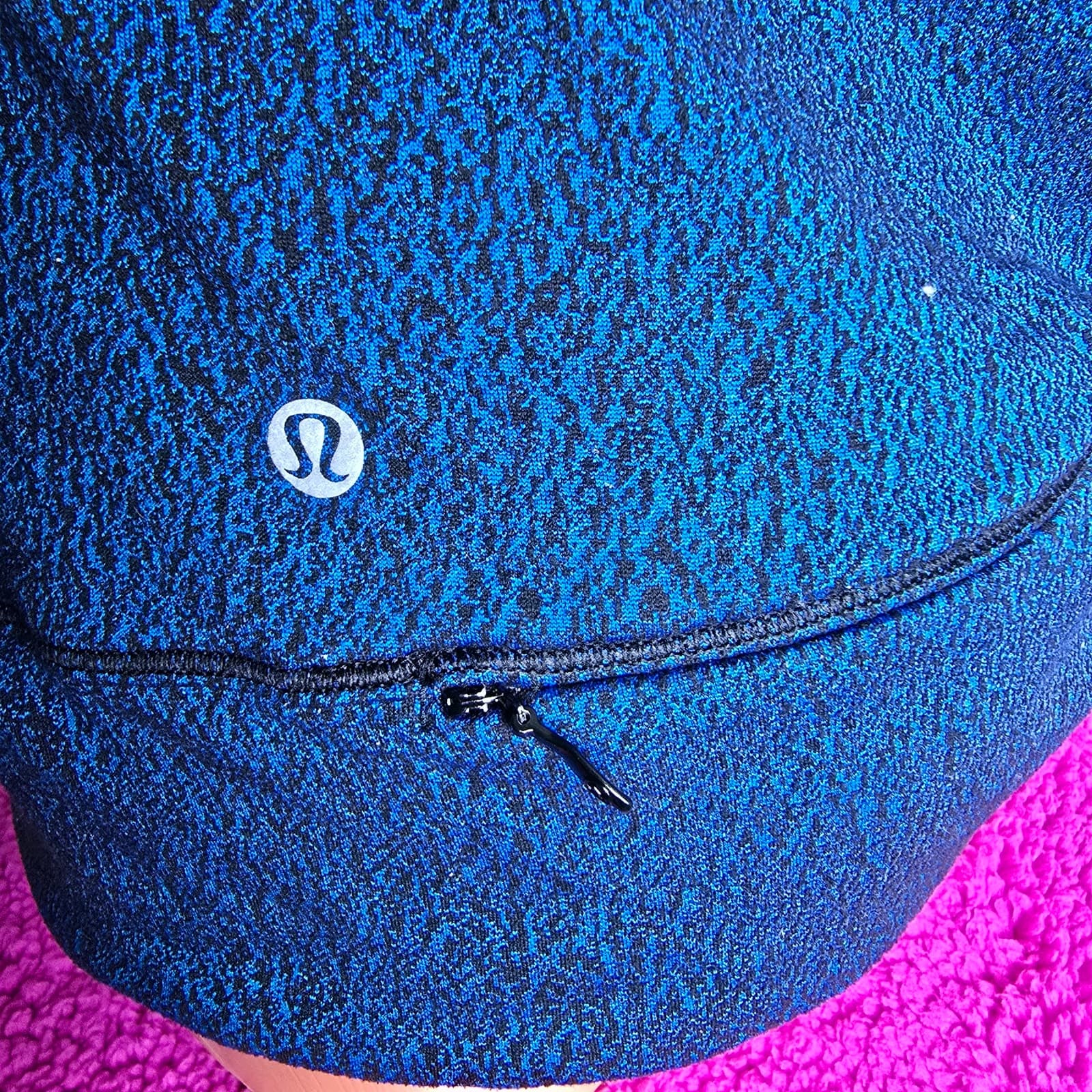 Lululemon Rush Hour 1/2 Zip Running Luon Spray Jacquard Shocking Blue Black - Thumbnail 10
