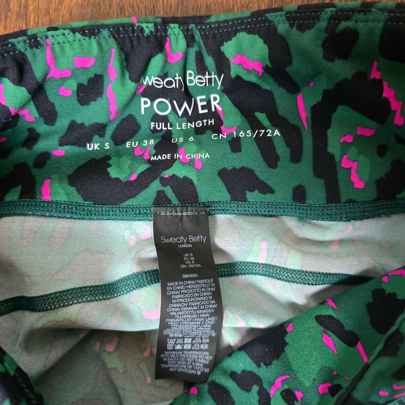 Sweaty Betty POWER Full Length Leggings in Green Leopard Print, Size 6 - Thumbnail 6