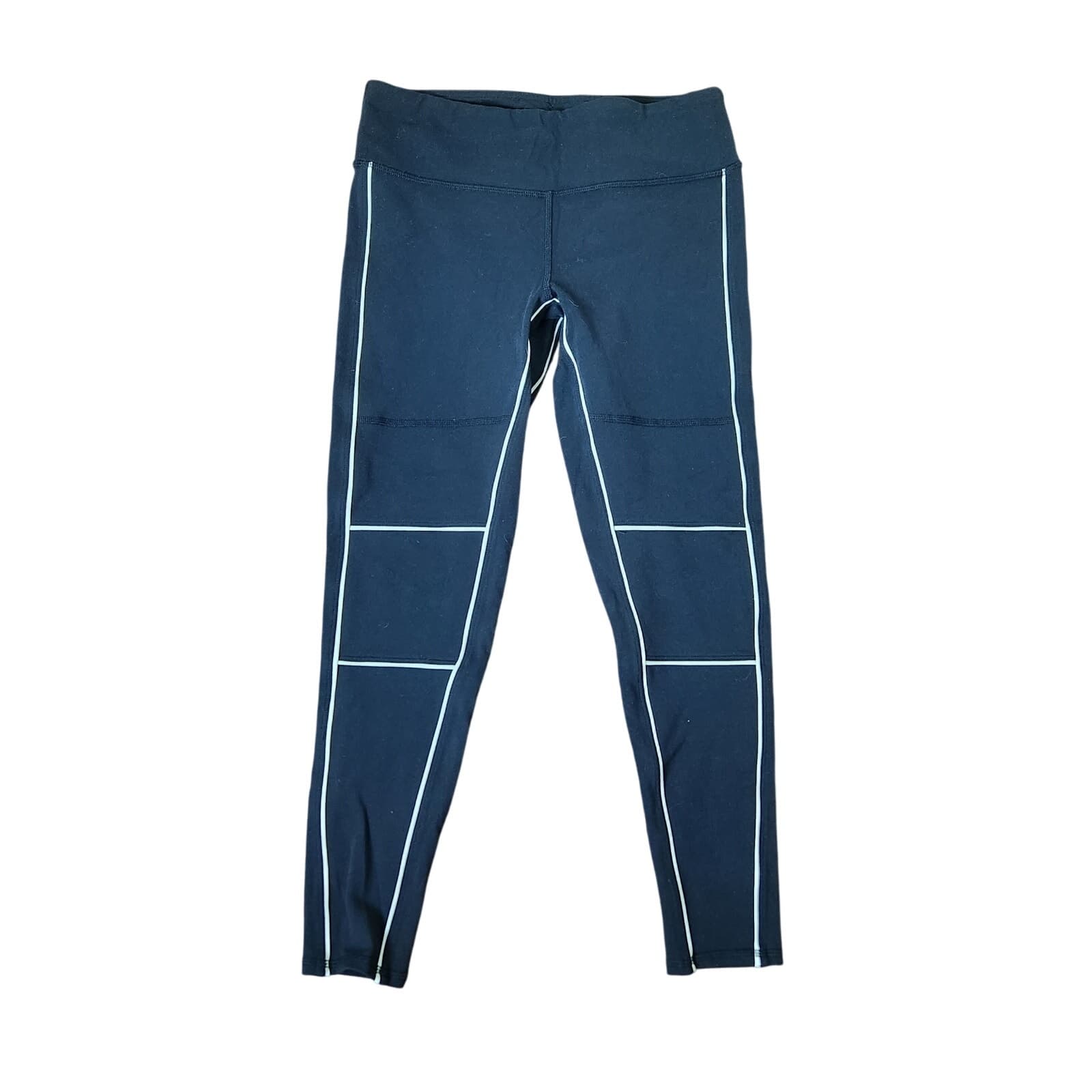 Alo Yoga 7/8 Guard High Rise Leggings Black with Contrast White Piping Medium - Image 1