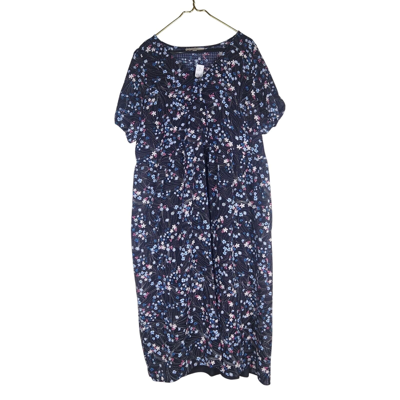 LOFT NWT Pearl Print Mini Floral Puff Sleeve Dress with Slip, XXL - Image 1
