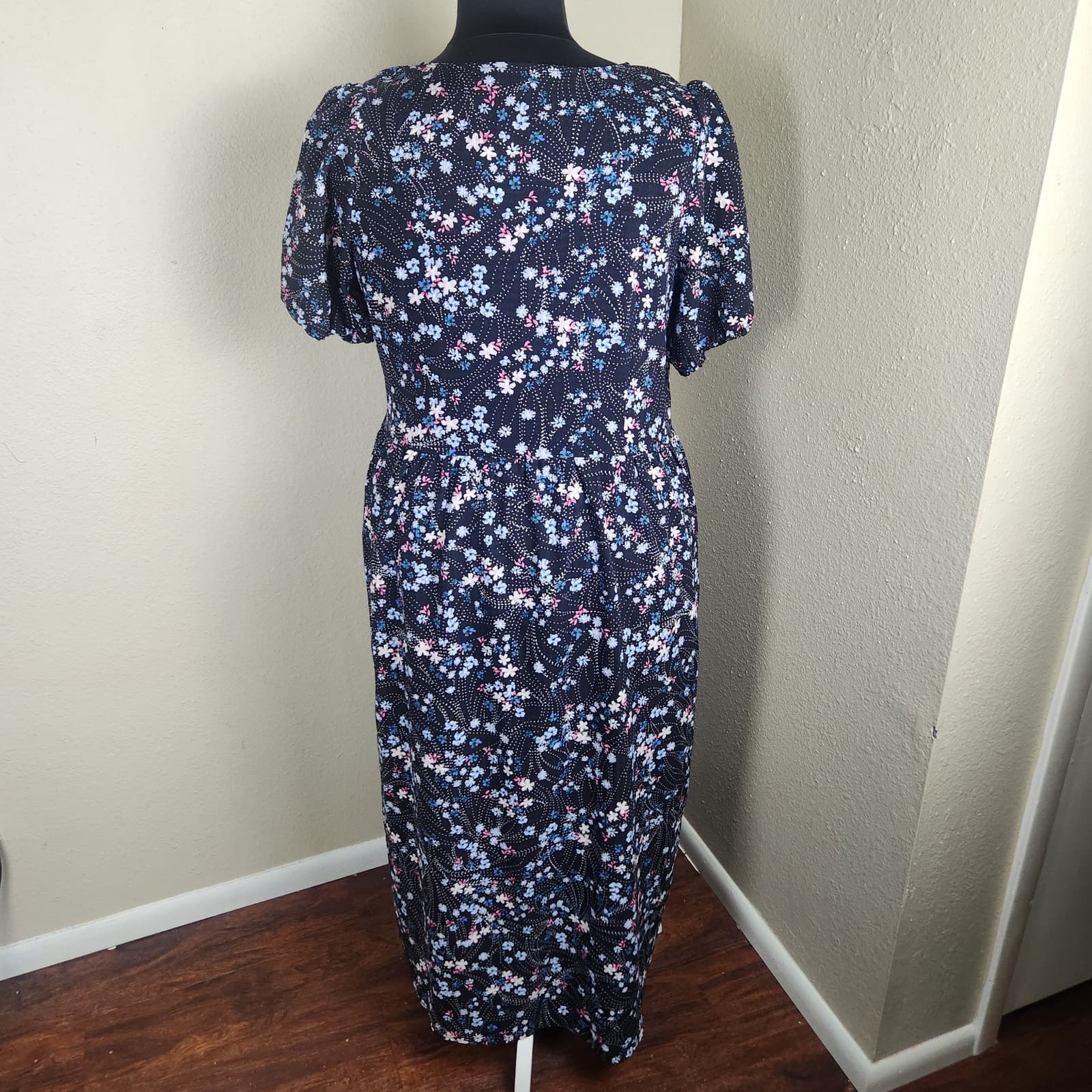 LOFT NWT Pearl Print Mini Floral Puff Sleeve Dress with Slip, XXL - Thumbnail 10