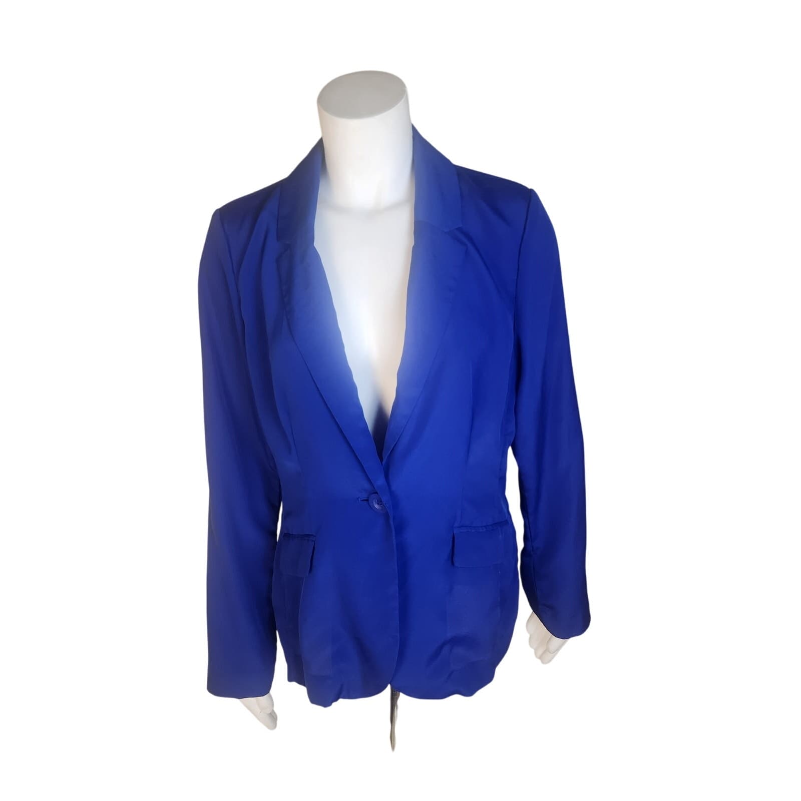 Dana Buchman Lightweight Single Button Blue Blazer Jacket, Size 8 - Image 1