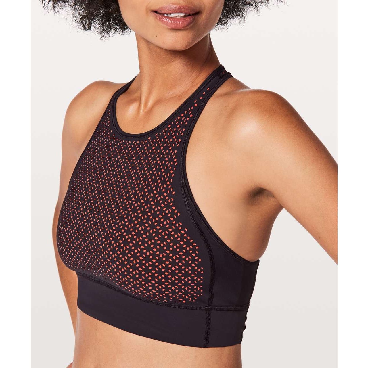 Lululemon Get Your Peek On Sports Bra, Deep Phantom / Red Orange, Size 10wss - Image 1