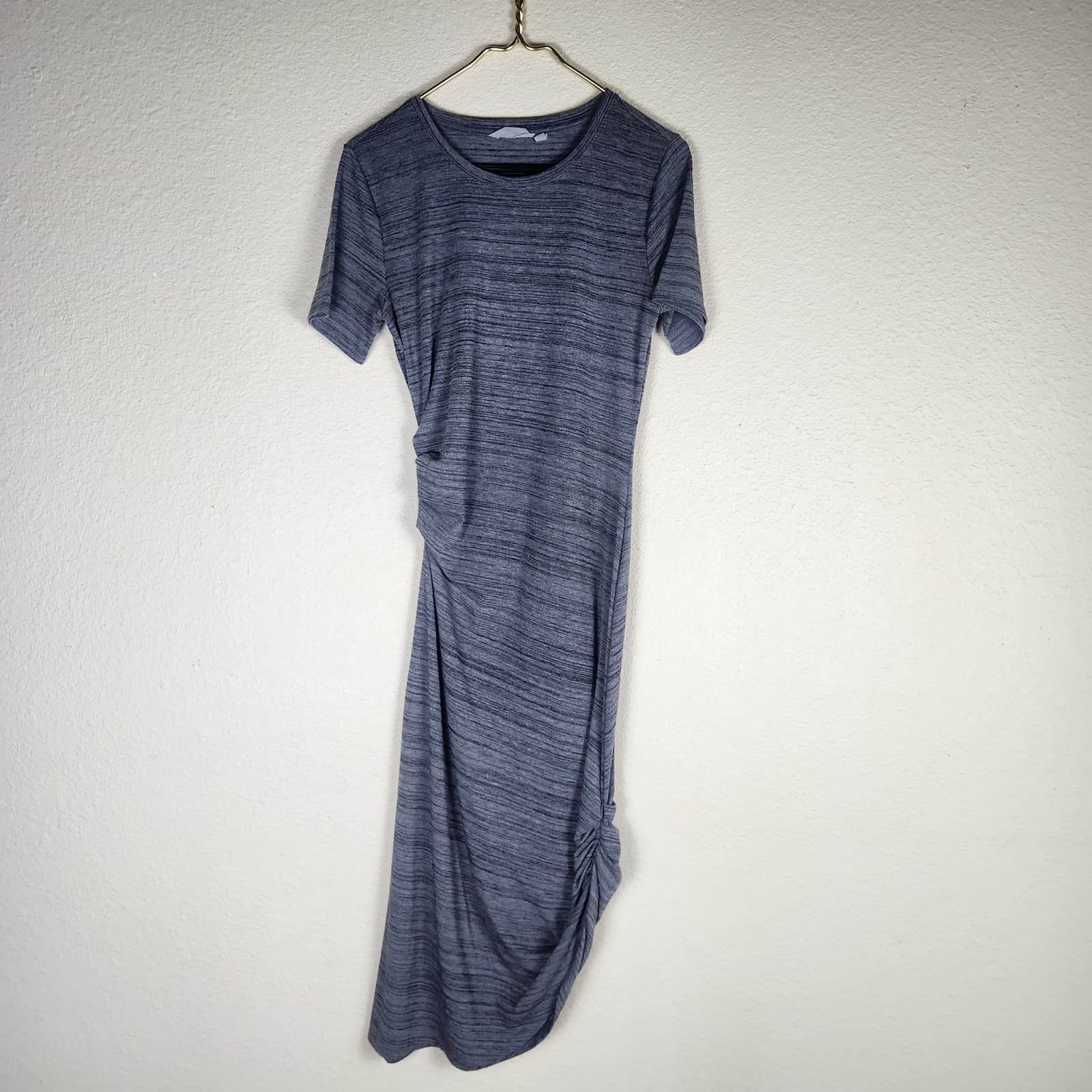 Athleta Downtown Dress, Asymmetrical Hem Ruched Sides, T-Shirt Dress, Small - Thumbnail 4
