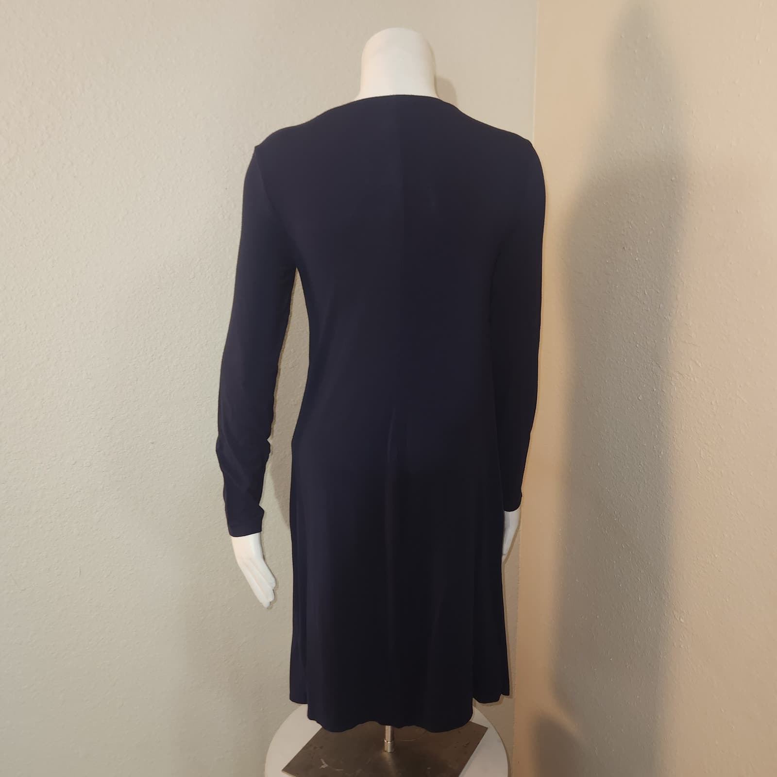 Top Shop Maternity Long Sleeve Knee Length Navy Blue Dress 6 - Thumbnail 2