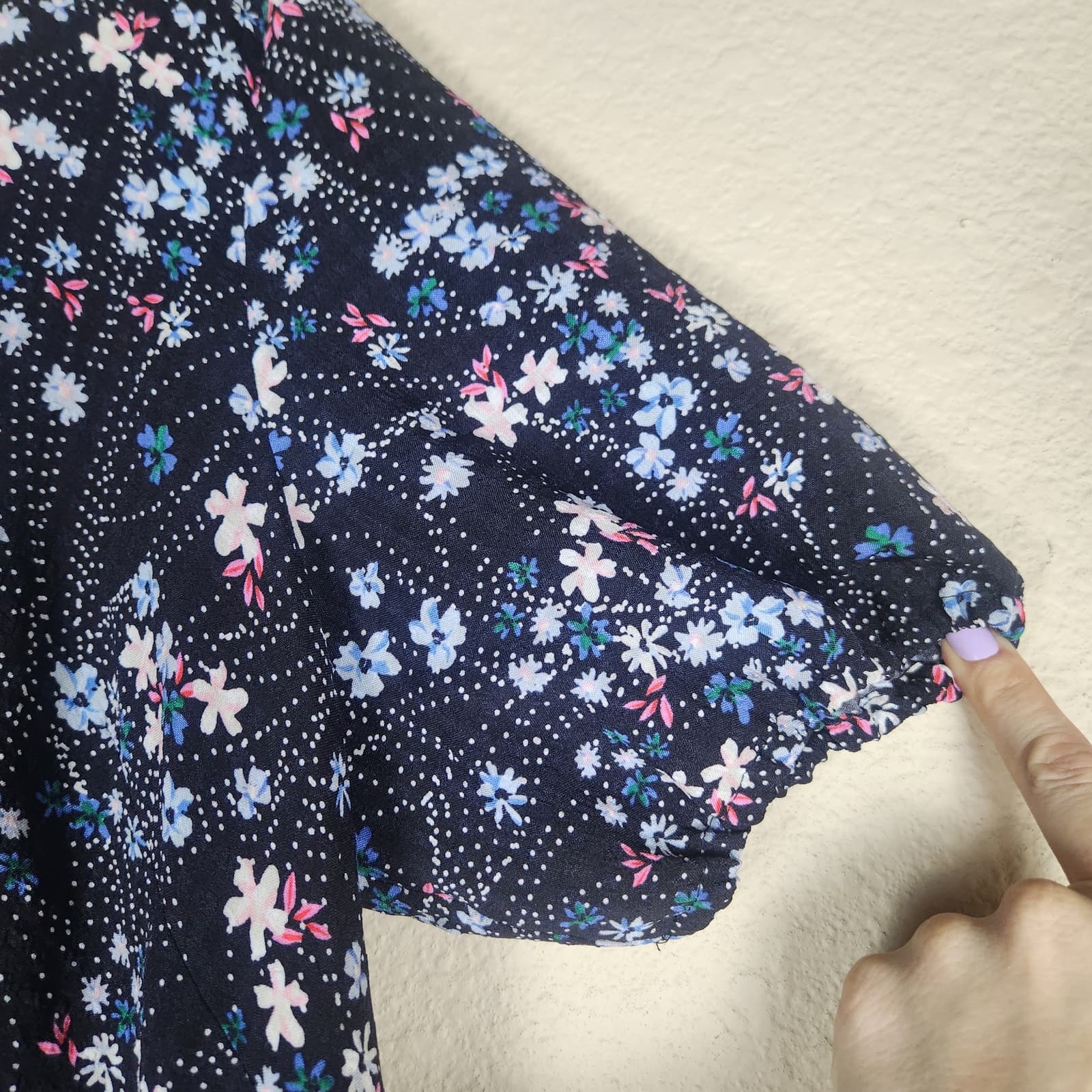 LOFT NWT Pearl Print Mini Floral Puff Sleeve Dress with Slip, XXL - Thumbnail 2