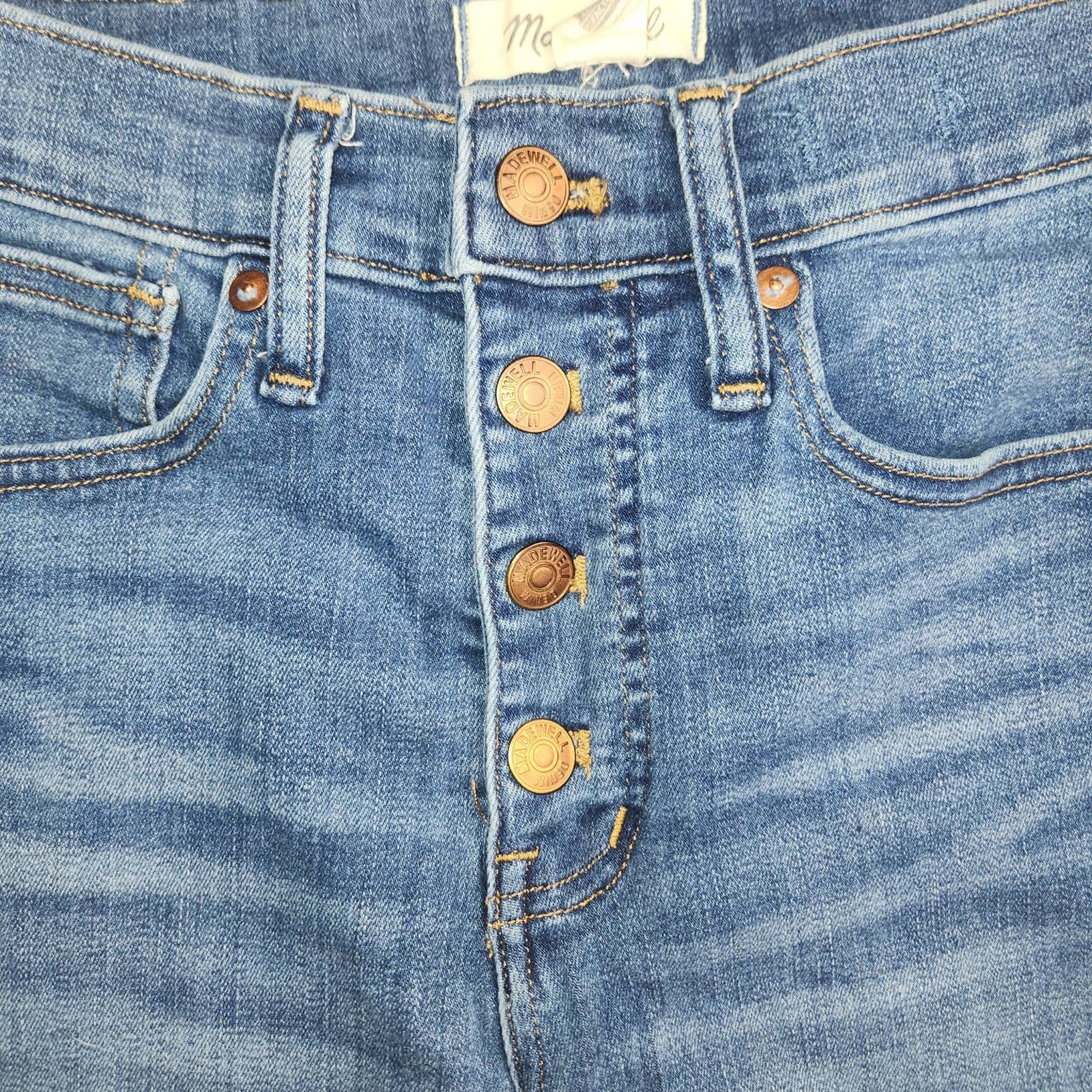 Madewell 9" Mid Rise Button Fly Raw Hem Skinny Jeans, Size 24w - Thumbnail 5