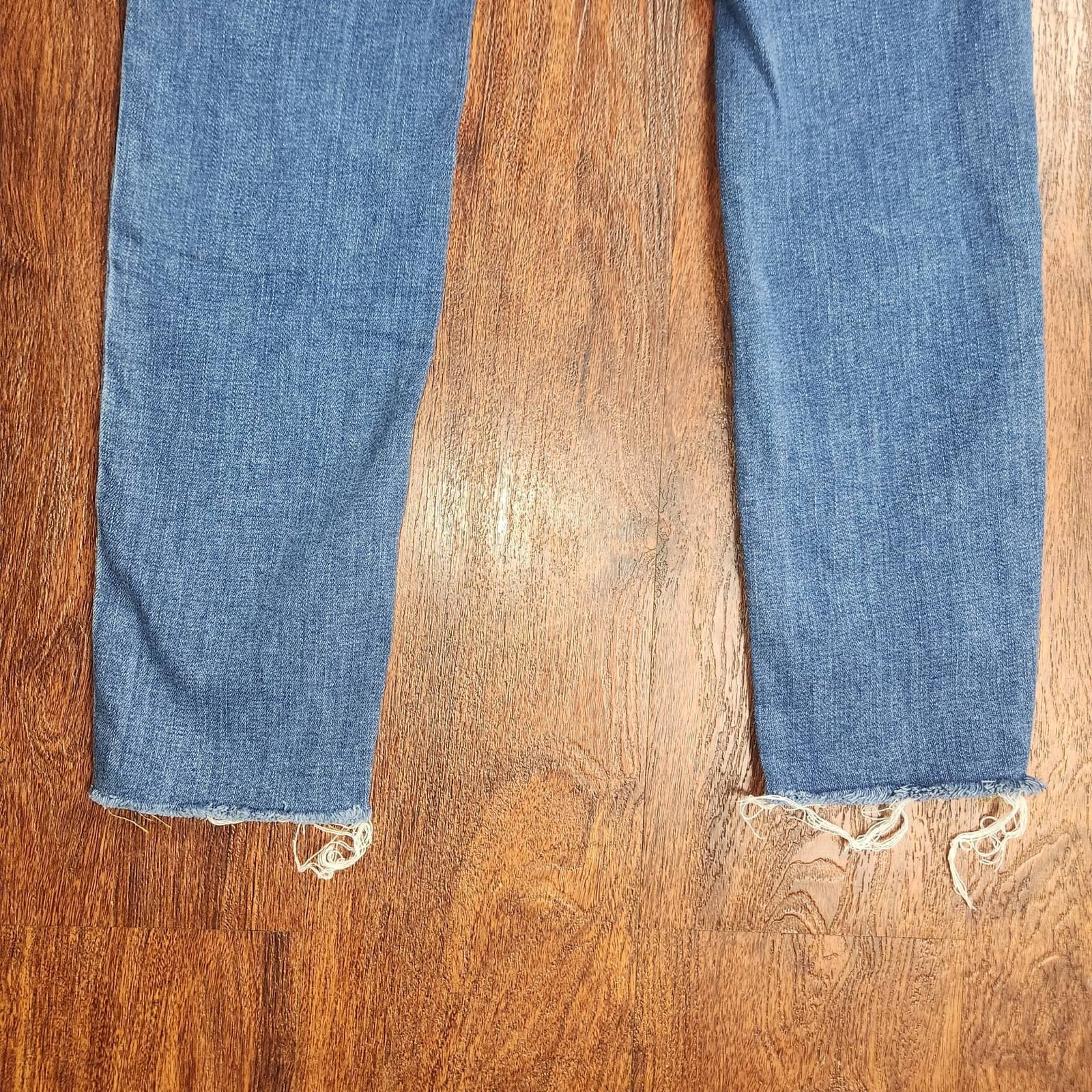 Madewell 9" Mid Rise Button Fly Raw Hem Skinny Jeans, Size 24w - Thumbnail 9