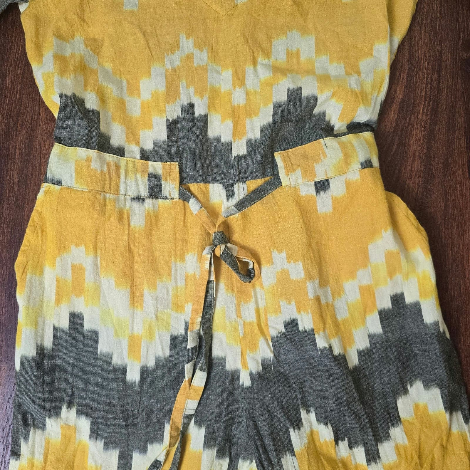 Anthropologie The Odells Bento Jumpsuit Short Sleeve V Neck Chevron NWT XS - Thumbnail 8