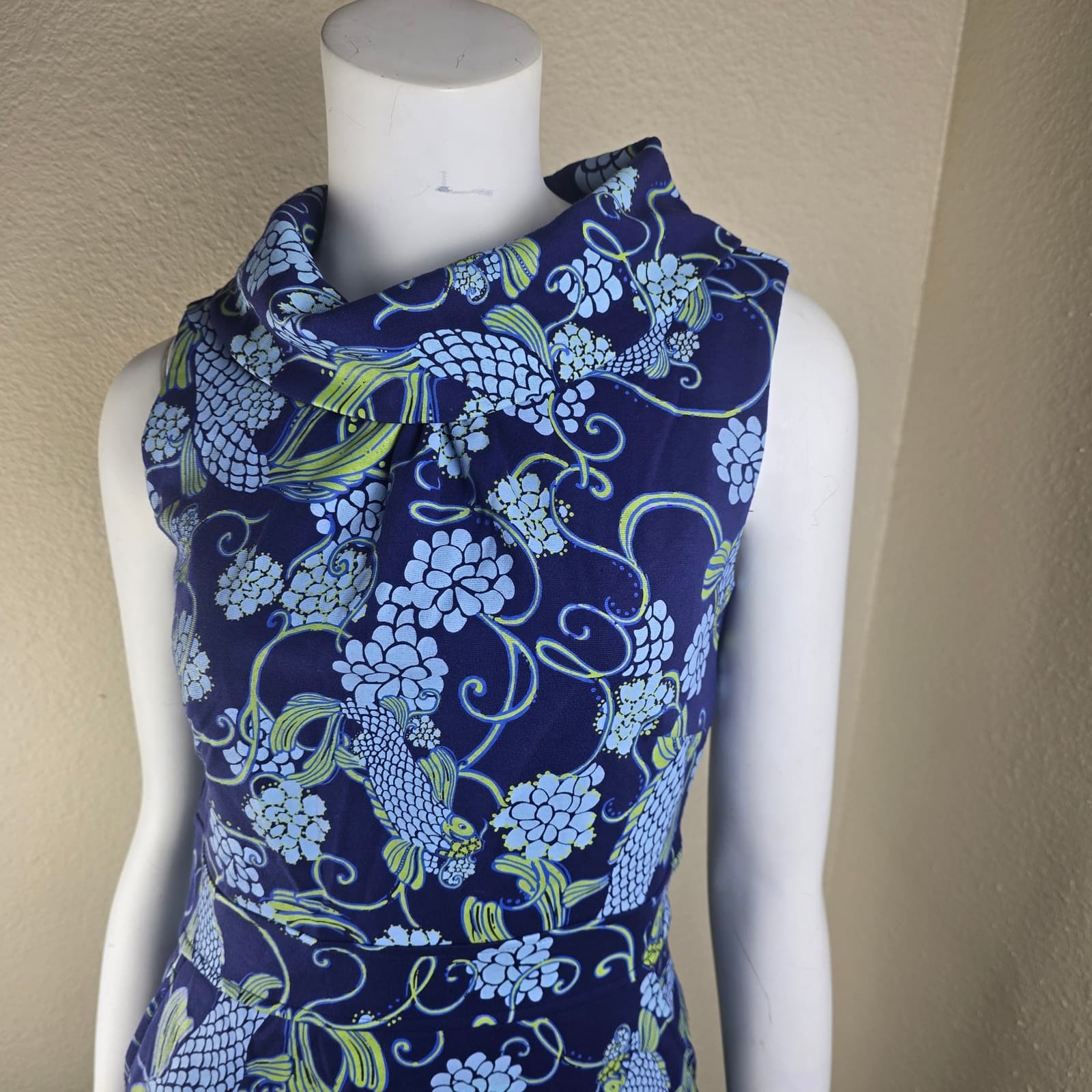 Lilly Pulitzer Don't be Koi Lulu Dress Sleeveless Cowl Neck - Size 2 - Thumbnail 3