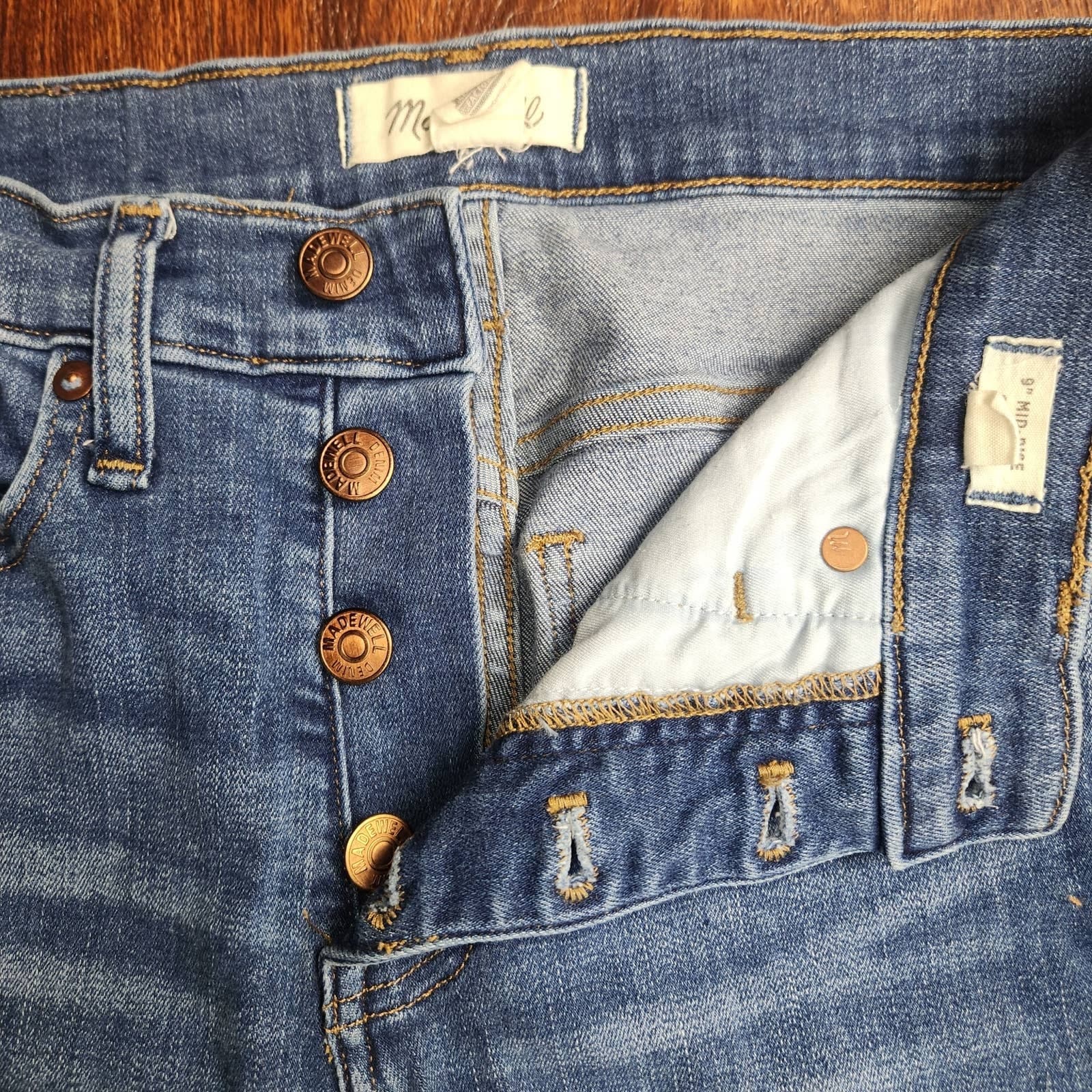 Madewell 9" Mid Rise Button Fly Raw Hem Skinny Jeans, Size 24w - Thumbnail 6
