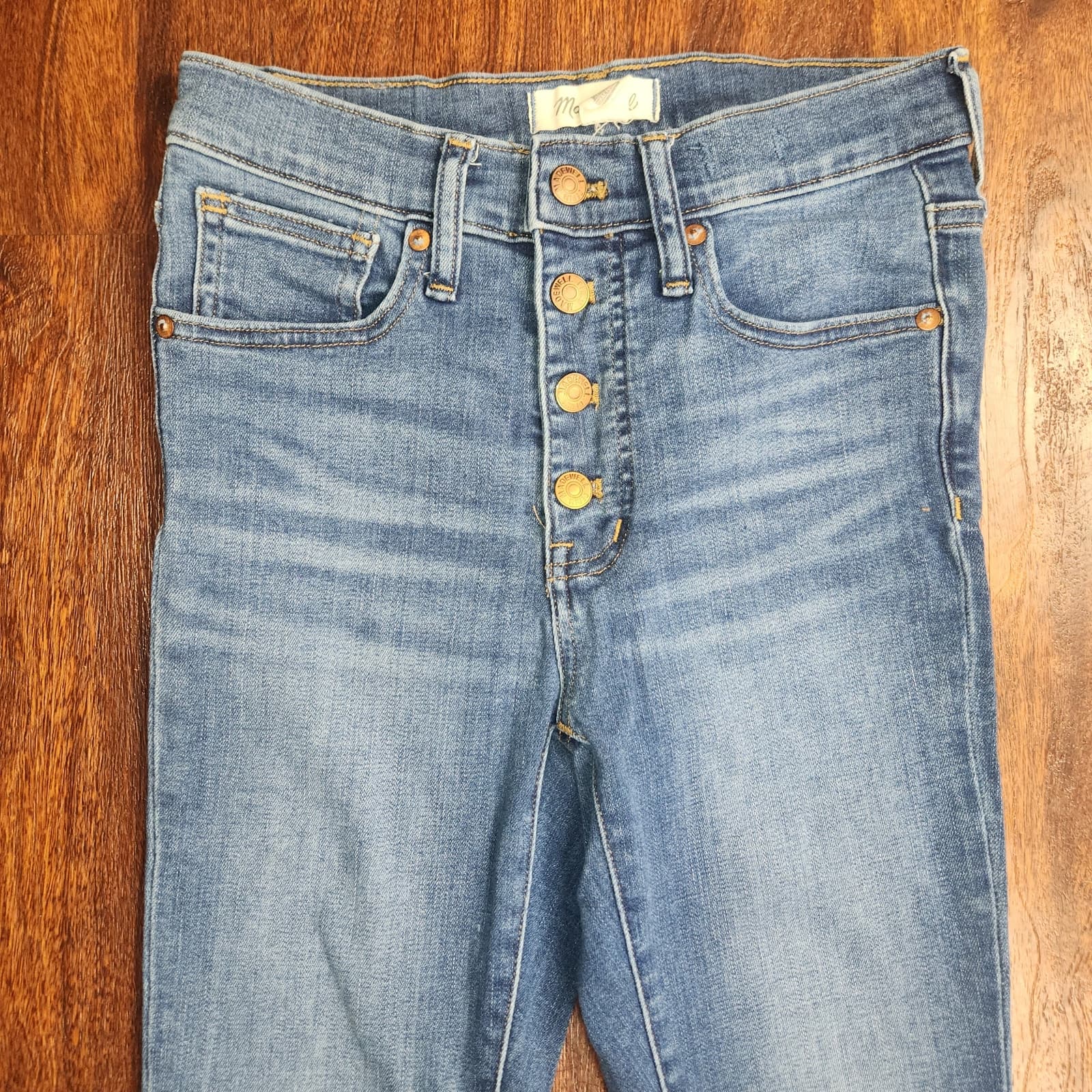 Madewell 9" Mid Rise Button Fly Raw Hem Skinny Jeans, Size 24w - Thumbnail 2