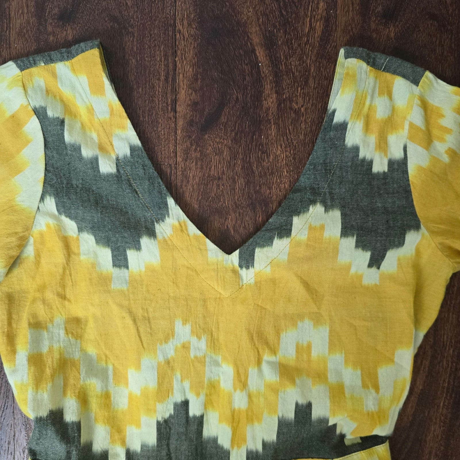 Anthropologie The Odells Bento Jumpsuit Short Sleeve V Neck Chevron NWT XS - Thumbnail 7