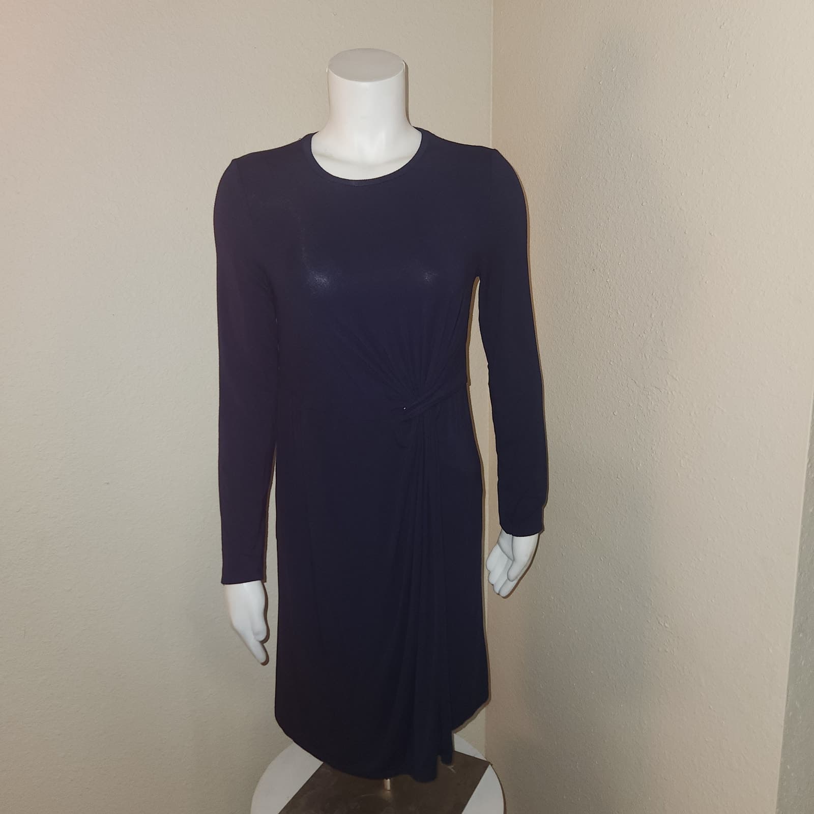 Top Shop Maternity Long Sleeve Knee Length Navy Blue Dress 6 - Image 1
