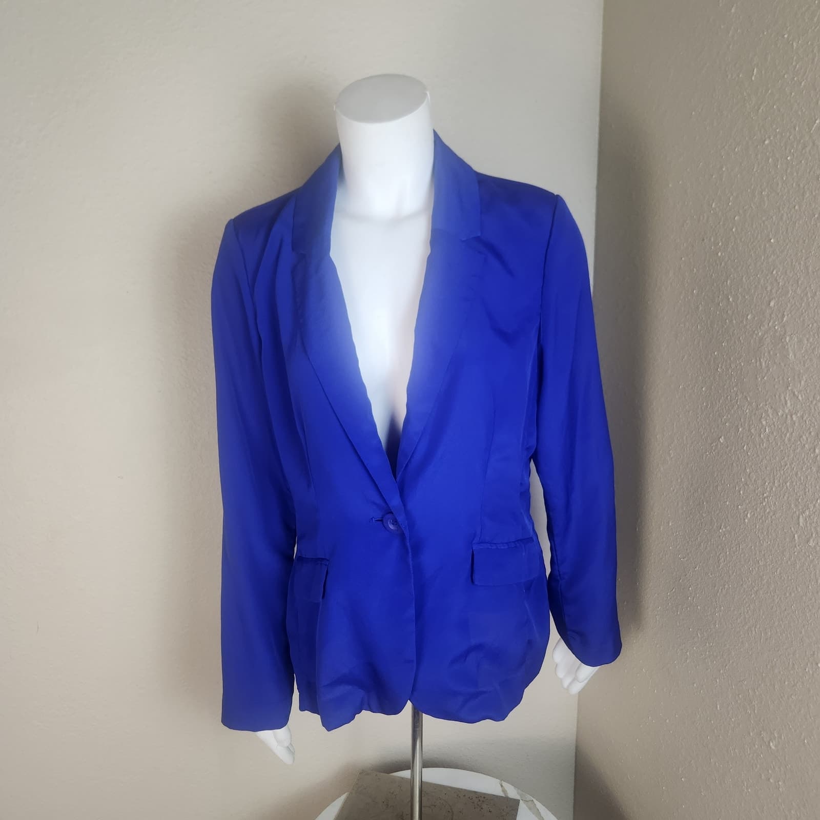 Dana Buchman Lightweight Single Button Blue Blazer Jacket, Size 8 - Thumbnail 2