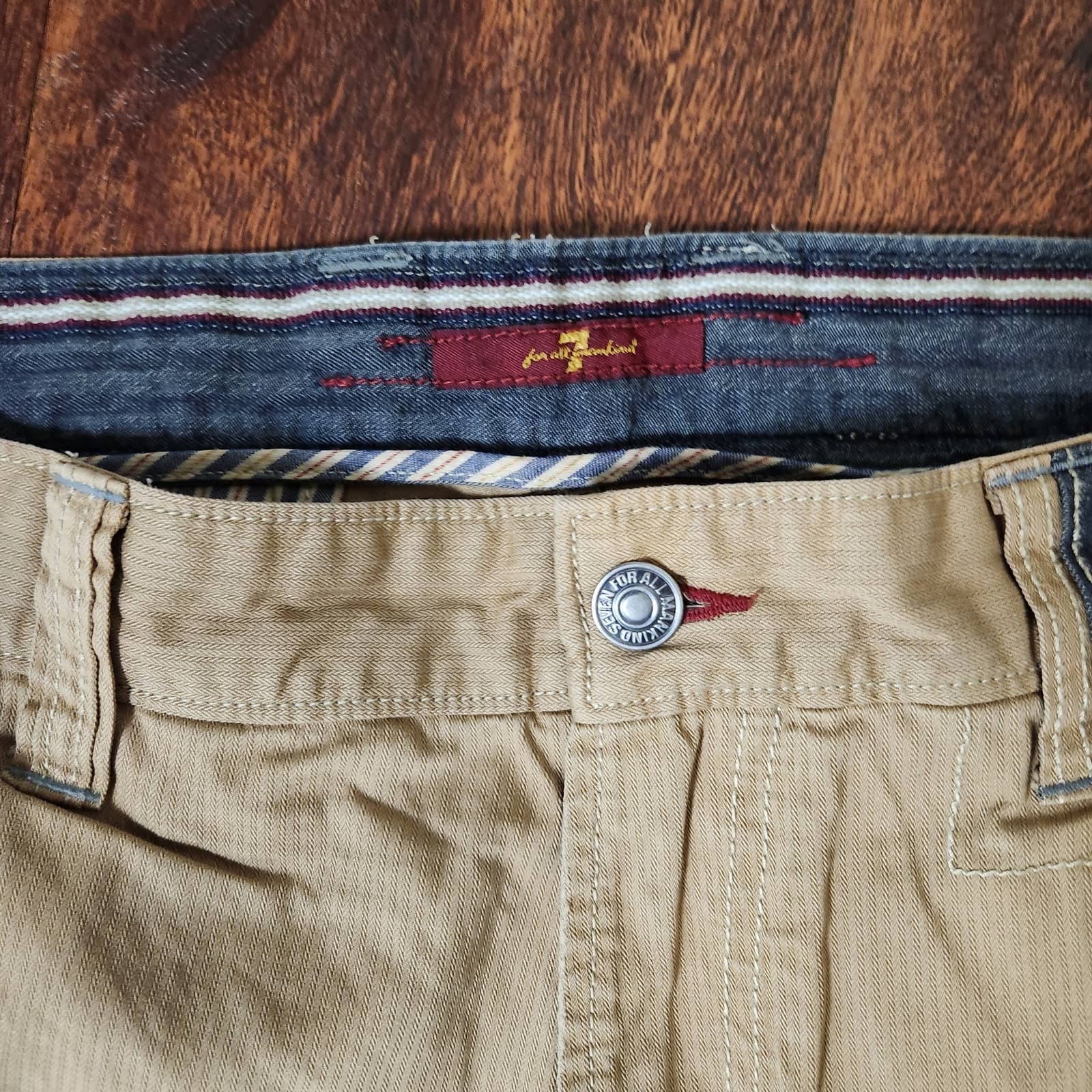 7 For All Mankind Men's Straight Leg Khaki Casual Pants Chinos 34x32 - Thumbnail 4