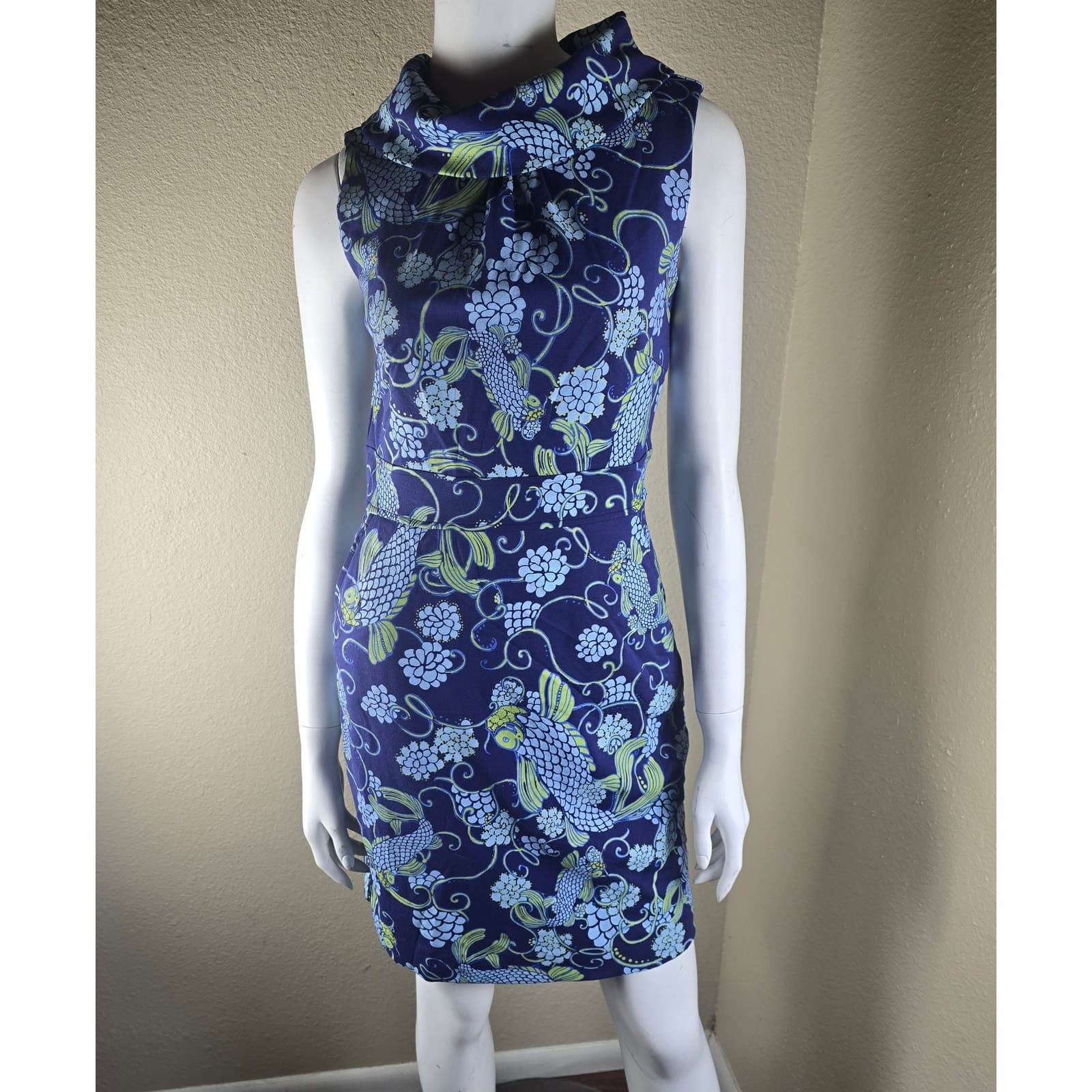 Lilly Pulitzer Don't be Koi Lulu Dress Sleeveless Cowl Neck - Size 2 - Thumbnail 2