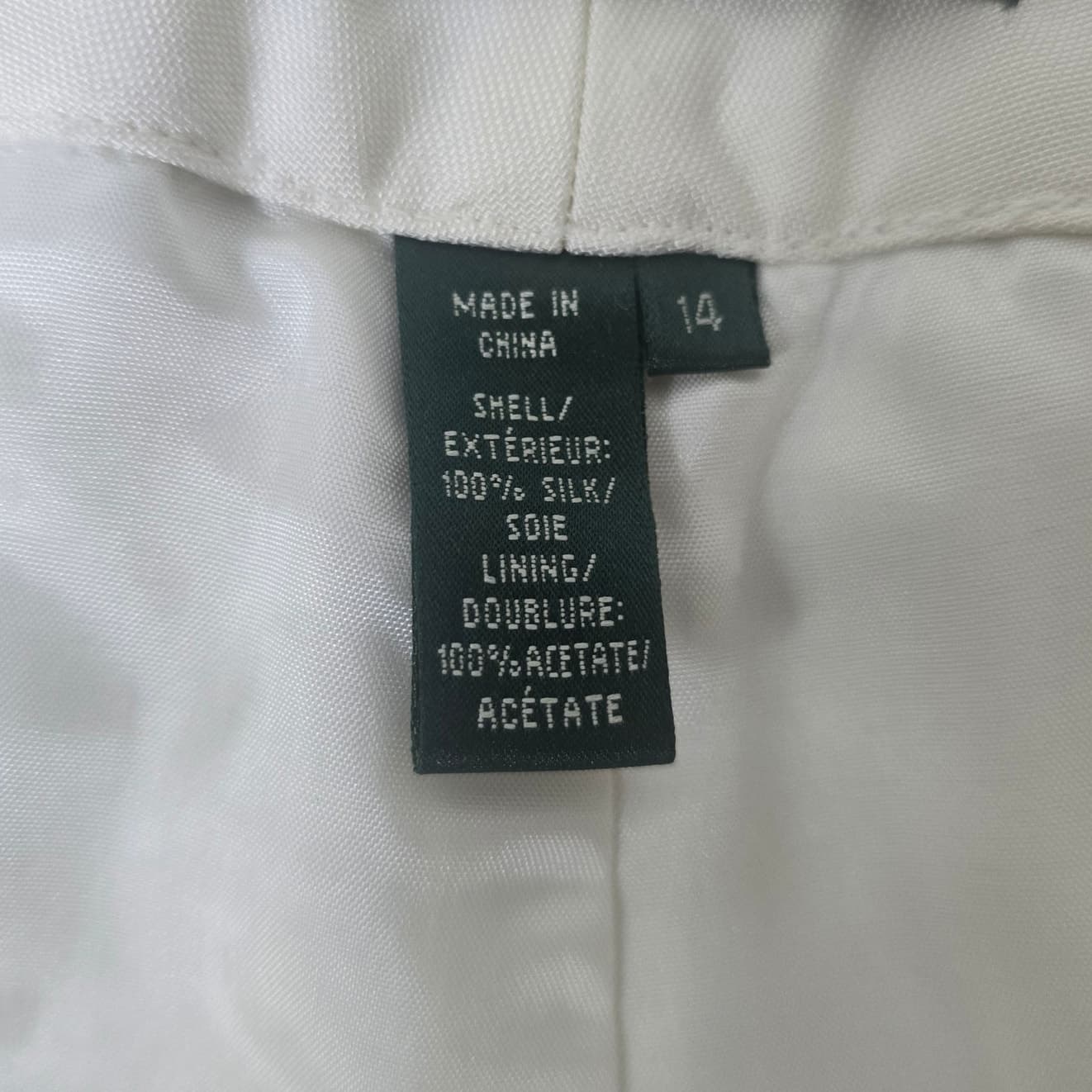 Lauren Ralph Lauren Green Label Cream 100% Silk Dress Pants, Size 14 - Thumbnail 7