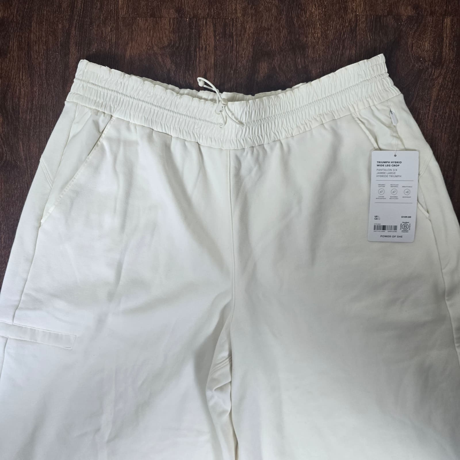 Athleta Triumph Wide Leg Crop Pants - Magnolia White - Large - 544711 - NWT - Thumbnail 4