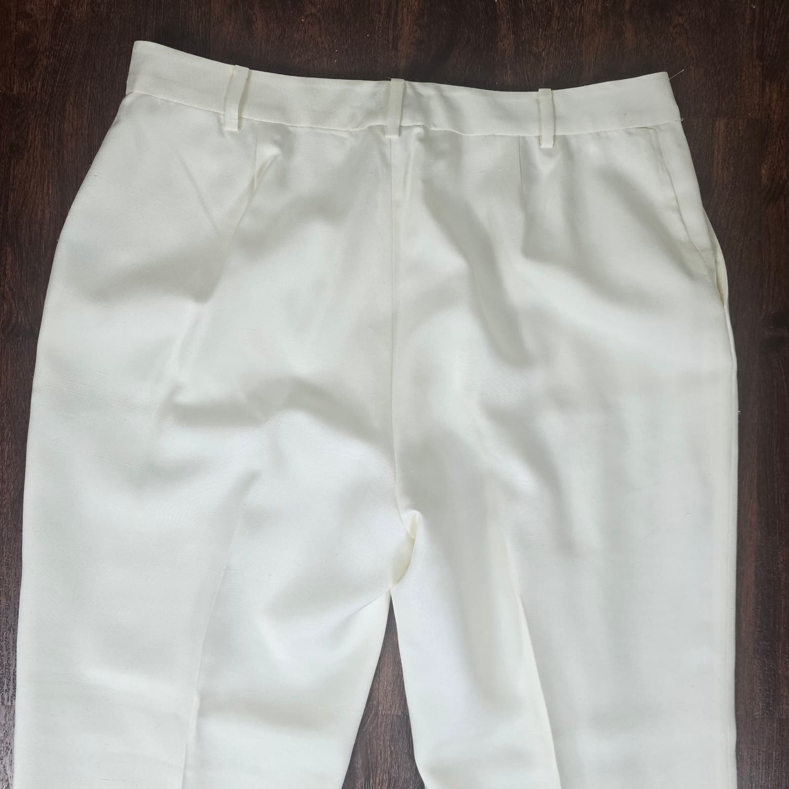 Lauren Ralph Lauren Green Label Cream 100% Silk Dress Pants, Size 14 - Thumbnail 6