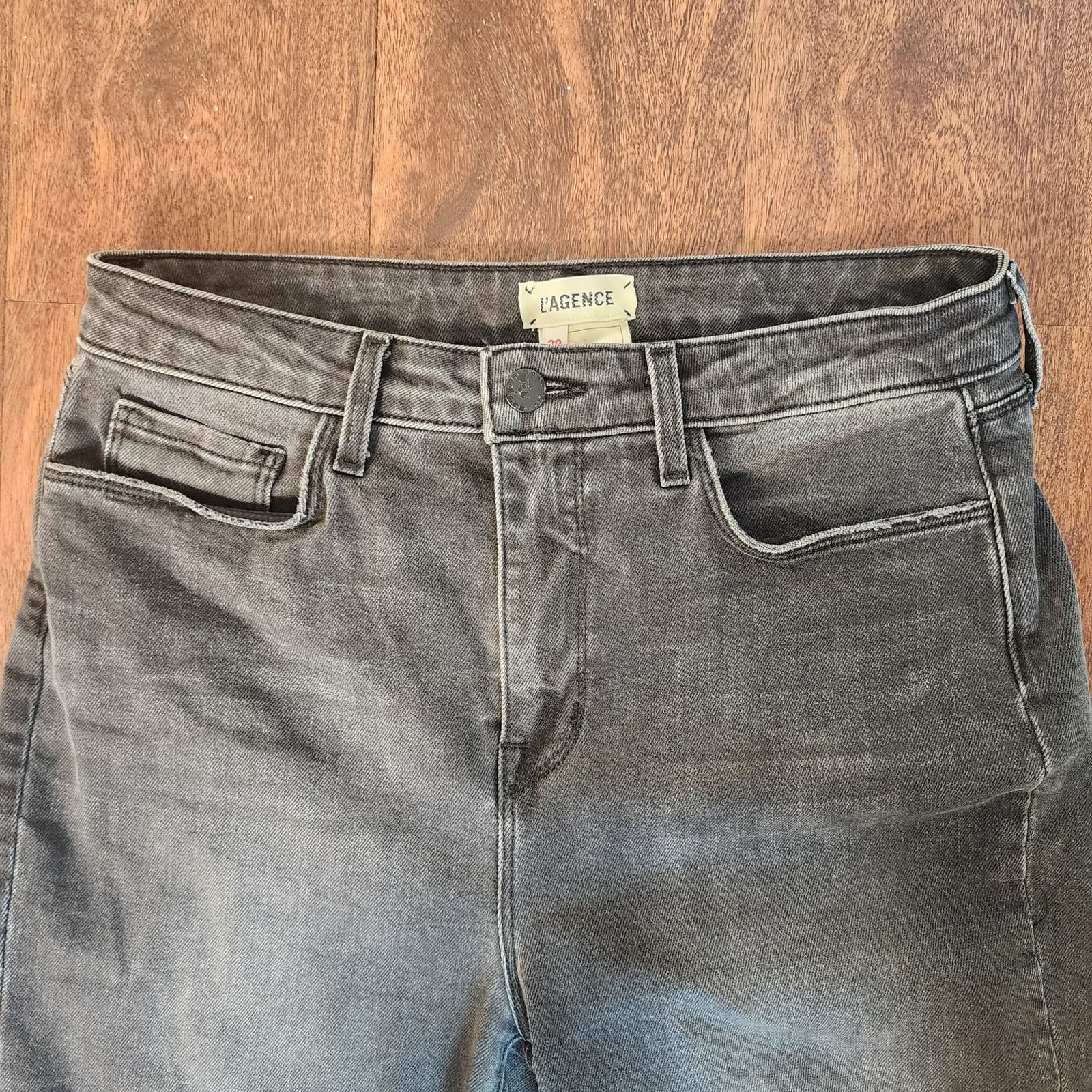 L'AGENCE Highline High Rise Distressed Jeans in Vintage Grey Destruct, Size 29 - Thumbnail 6