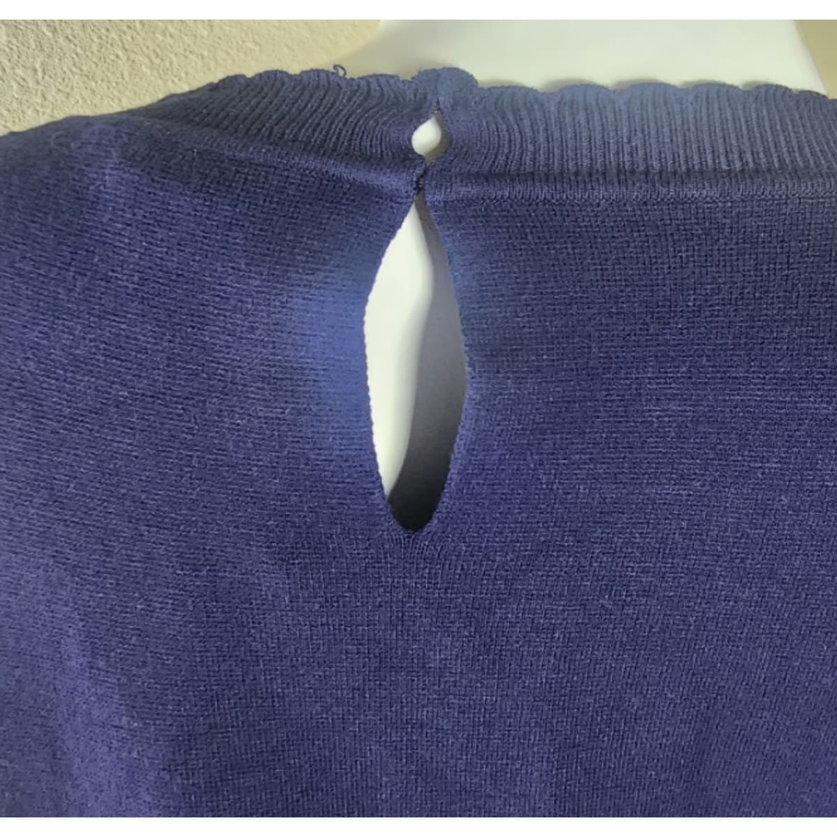 Draper James NWOT Sheer Yoke A-Line Sweater Dress Nassau Navy, Medium - Thumbnail 9