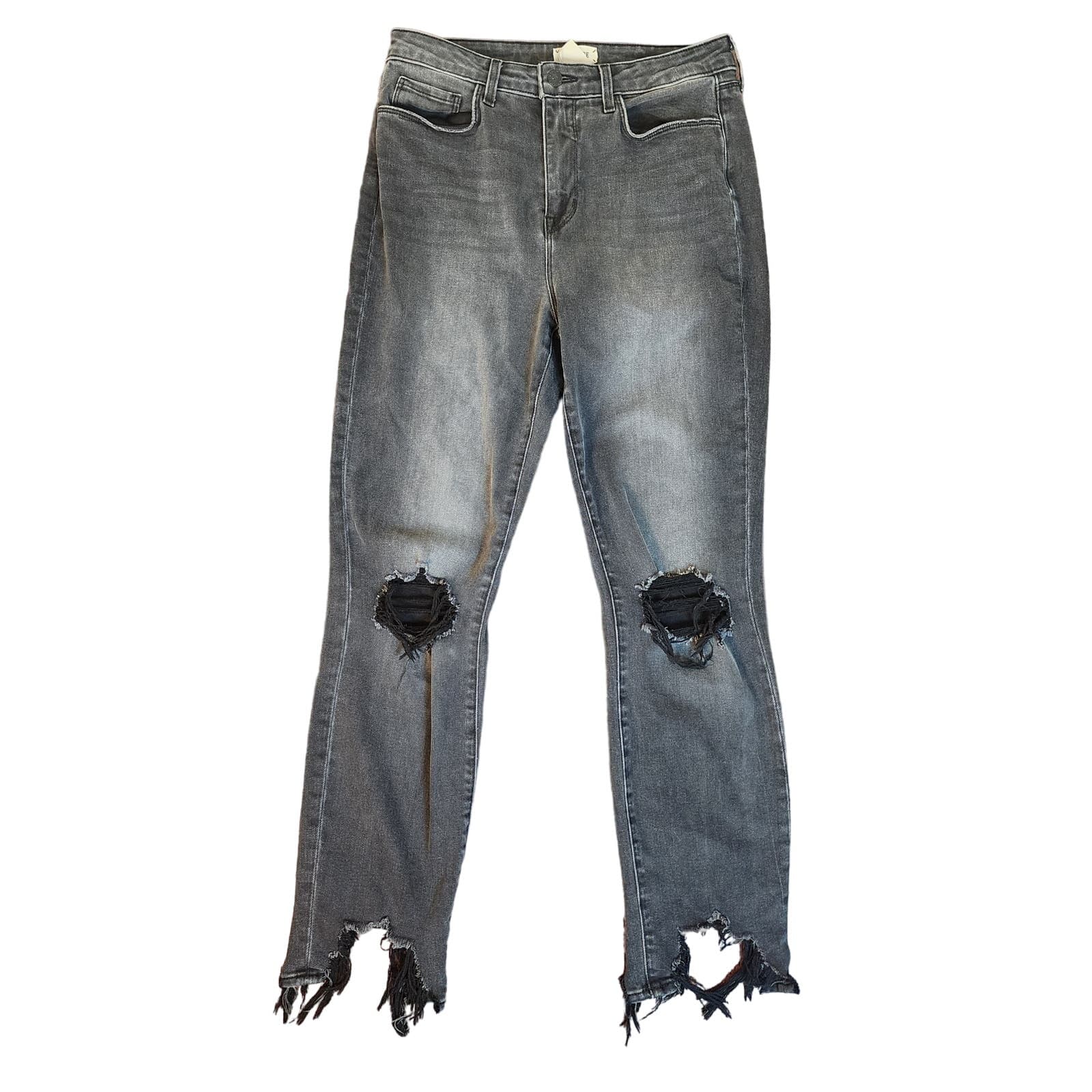 L'AGENCE Highline High Rise Distressed Jeans in Vintage Grey Destruct, Size 29 - Thumbnail 4