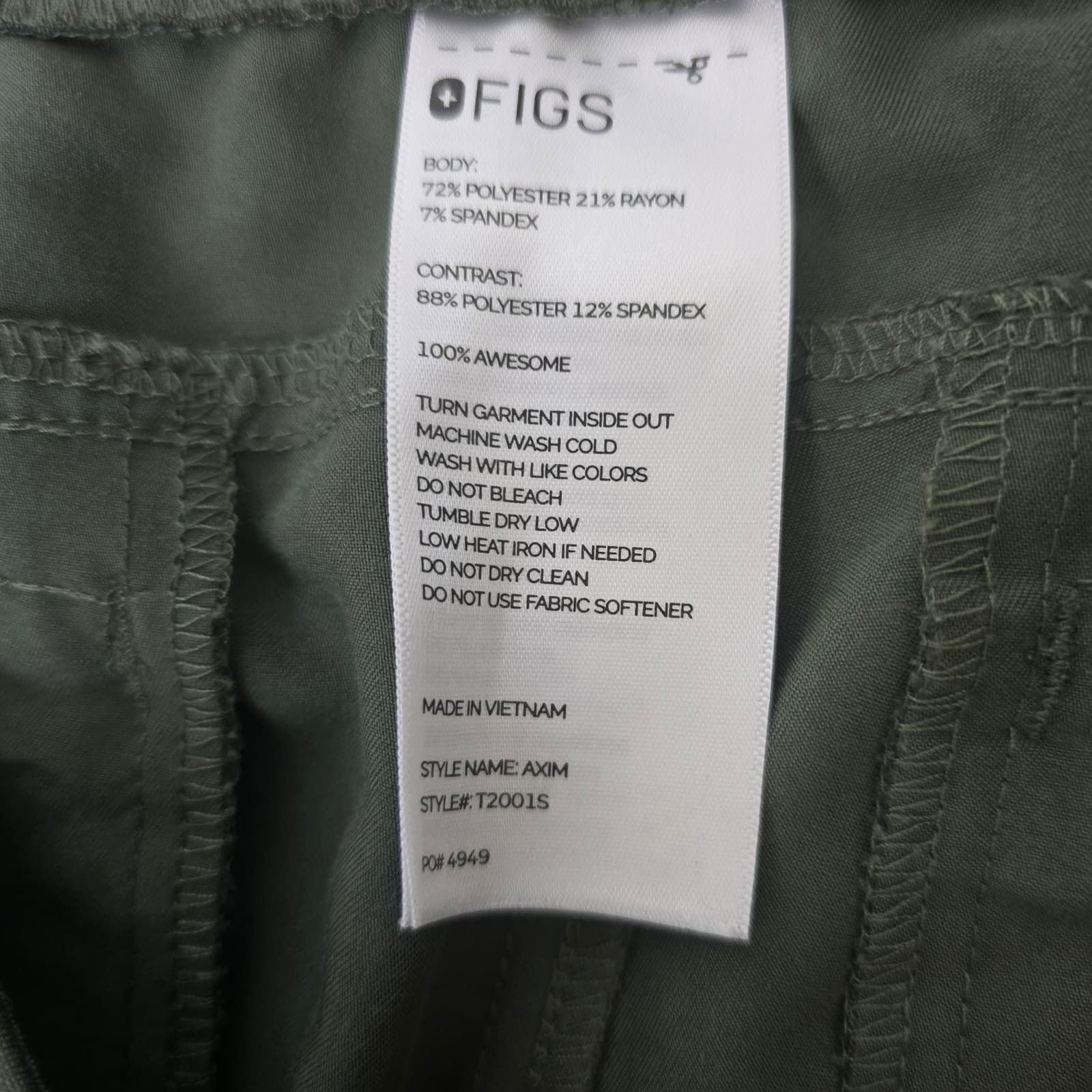 FIGS Men's Axim Cargo Scrub Pants in Moss Green, L/S Large Short - Thumbnail 6