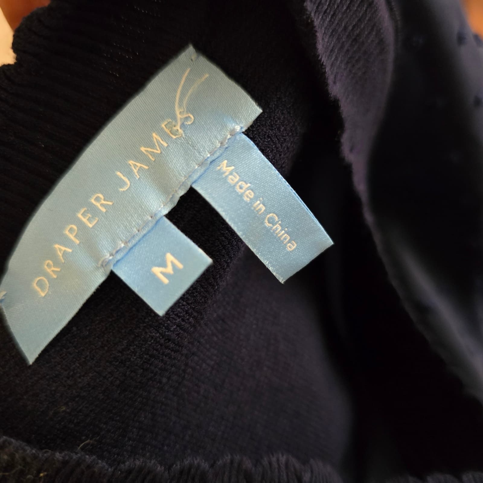 Draper James NWOT Sheer Yoke A-Line Sweater Dress Nassau Navy, Medium - Thumbnail 10