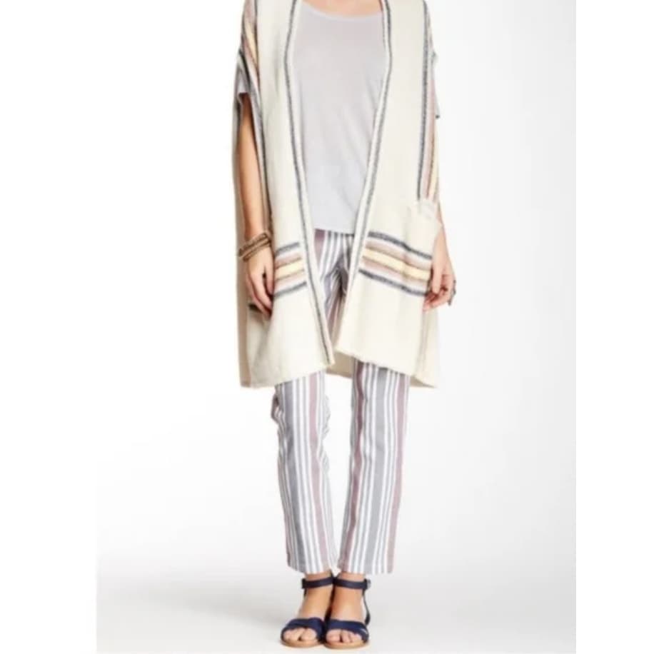 Free People Mod Stripe Linen Blend Cropped Pants - Size 4 - Thumbnail 3