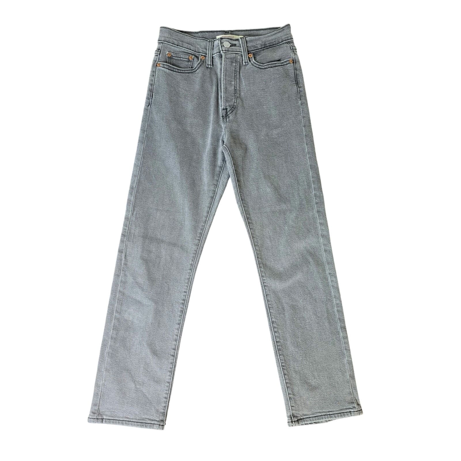 Levi's Wedgie Straight Grey Wash High Rise Button Fly Jeans, Size 26 - Image 1