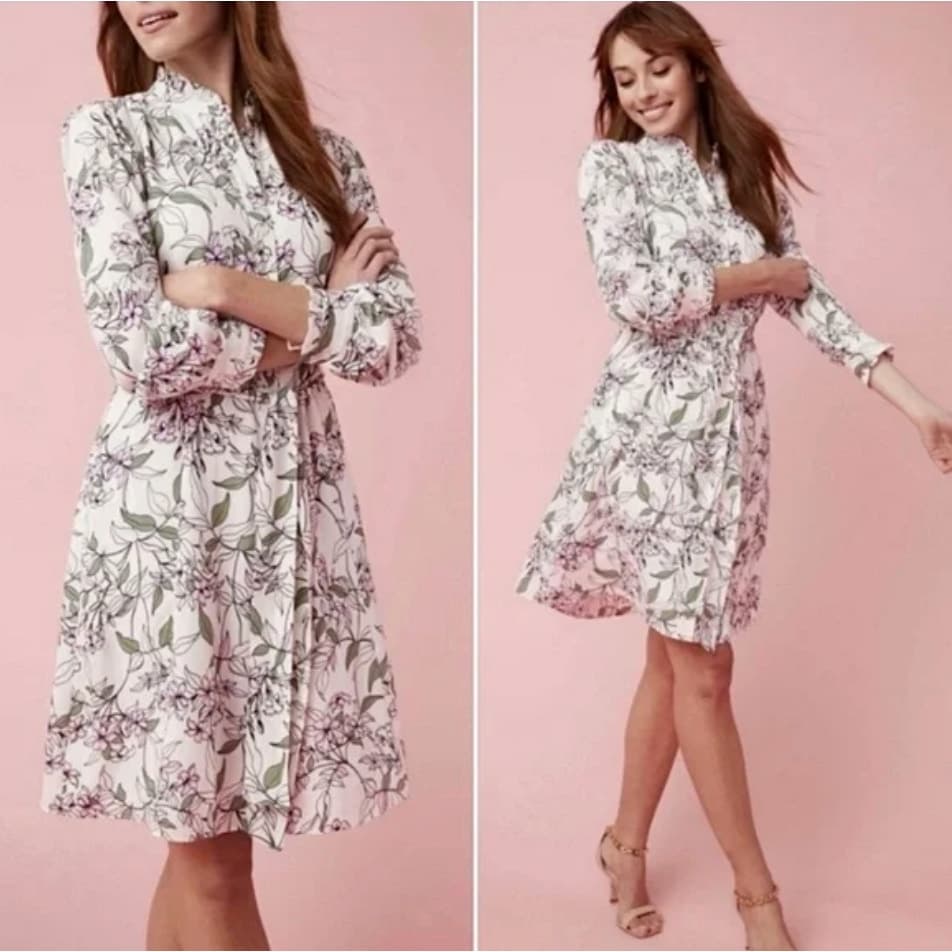 Untuckit For Her Hannah Floral Ruffle Neck Long Sleeve Dress - Size 6 - NWOT - Thumbnail 2
