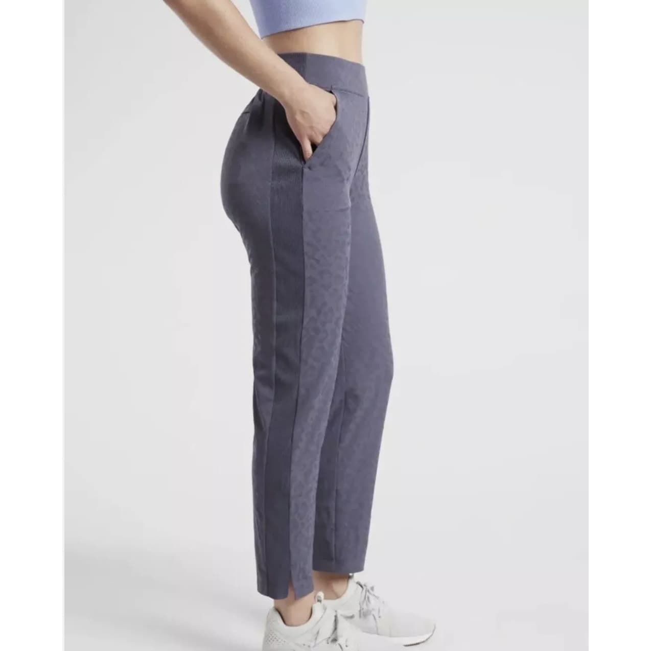 Athleta Brooklyn Textured Ankle Pant - Leopard Midieval Violet - Size 6 - 980401 - Thumbnail 2