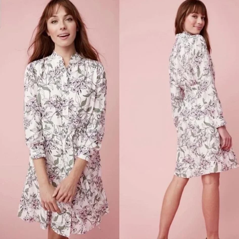 Untuckit For Her Hannah Floral Ruffle Neck Long Sleeve Dress - Size 6 - NWOT - Thumbnail 3