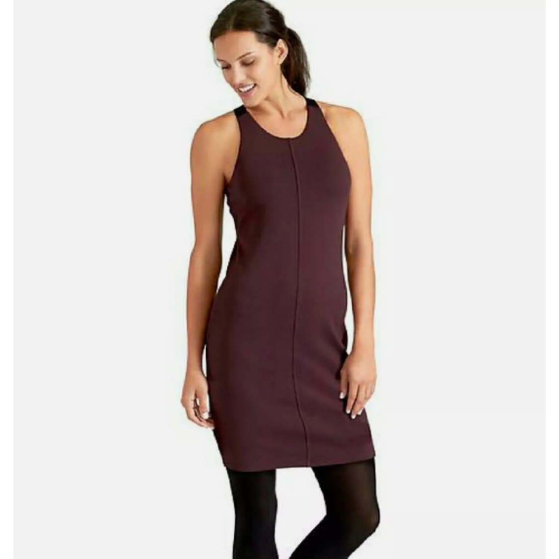 Athleta Whirlwind Racerback Tank Dress - Maroon - Medium - 138800 - Thumbnail 2