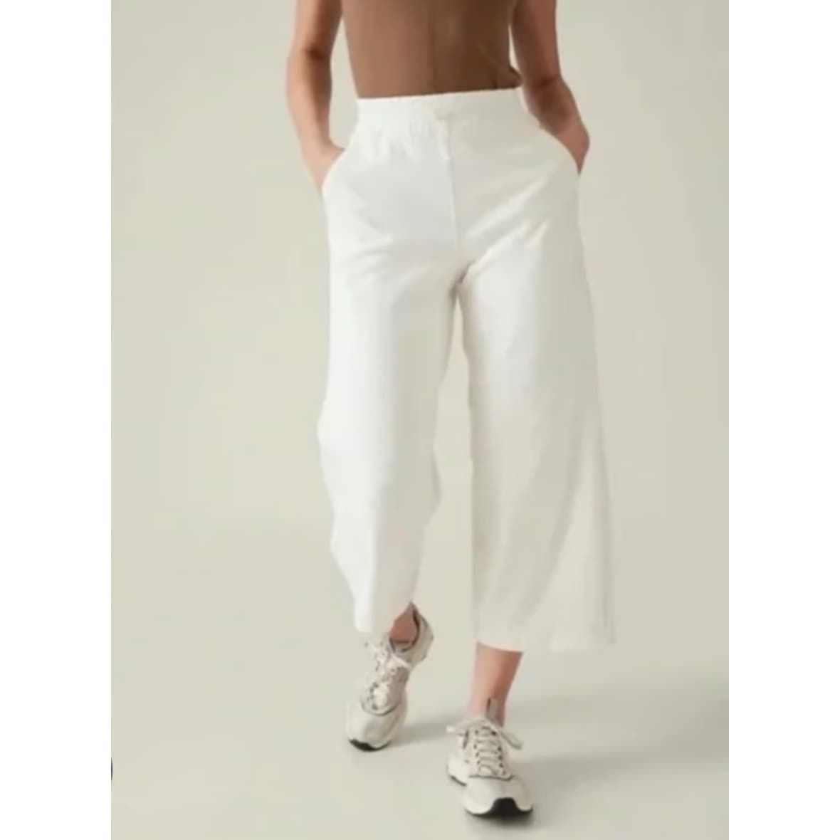 Athleta Triumph Wide Leg Crop Pants - Magnolia White - Large - 544711 - NWT - Thumbnail 2