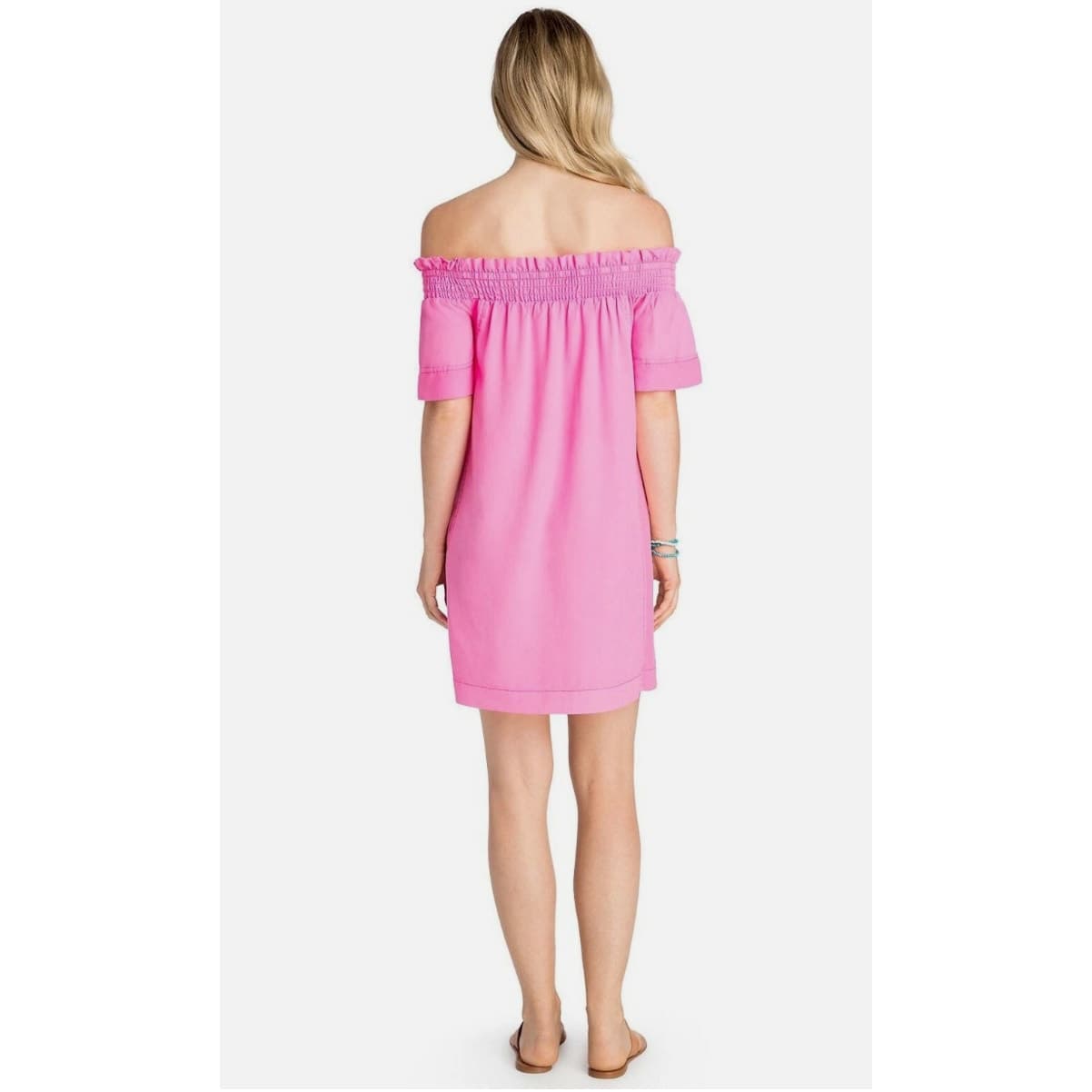 Vineyard Vines Garment Dyed Madison Off Shoulder Mini Dress - Malibu Pink - XS - Thumbnail 5